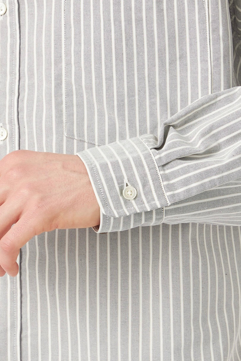 Nanamica - Button Down Stripe Wind Shirt (Brown)