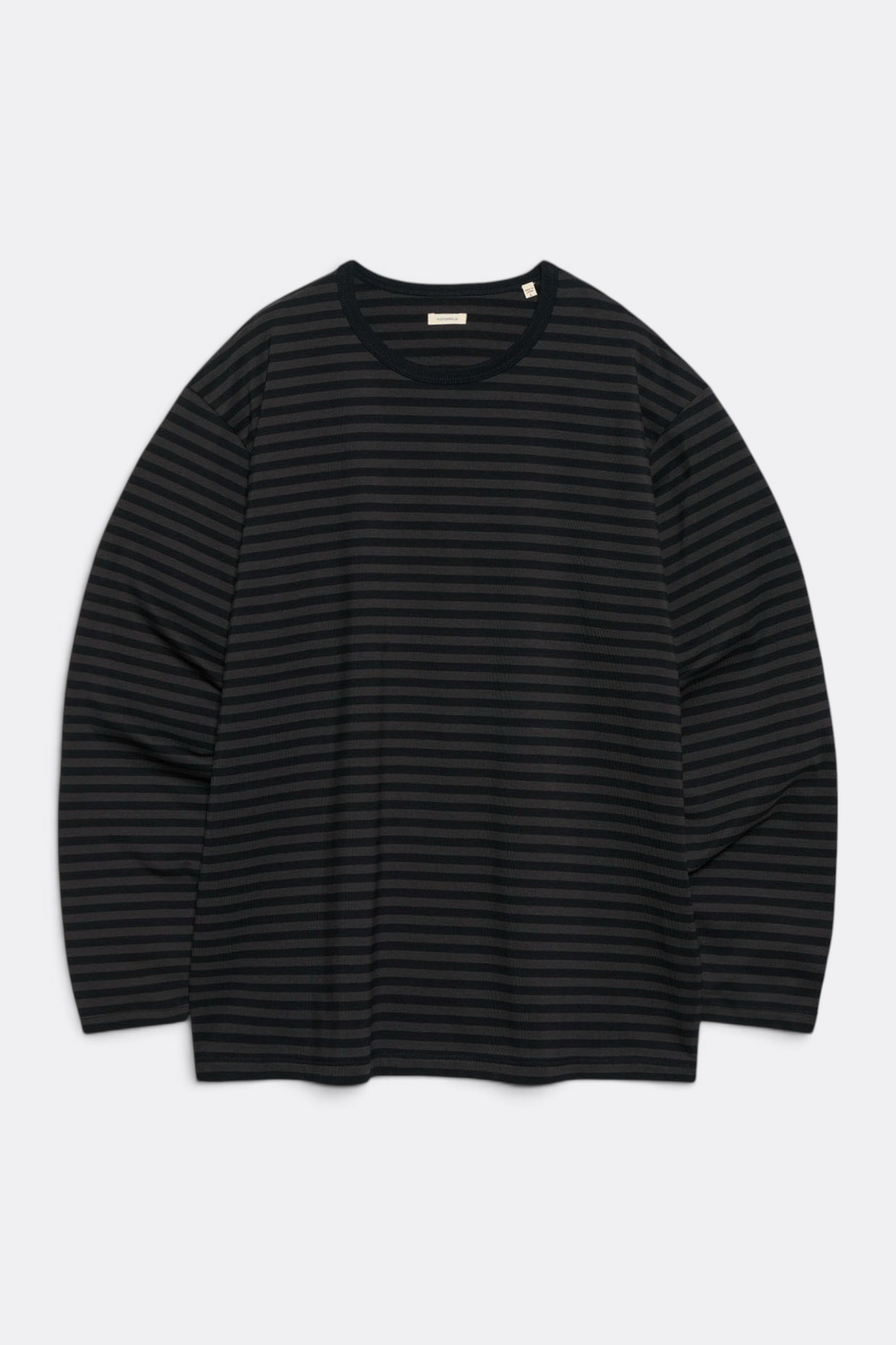 NANAMICA COOLMAX Stripe Jersey L/S Tee Charcoal | T-Shirt ML Rayé Coton Bio | Edgar Bdx