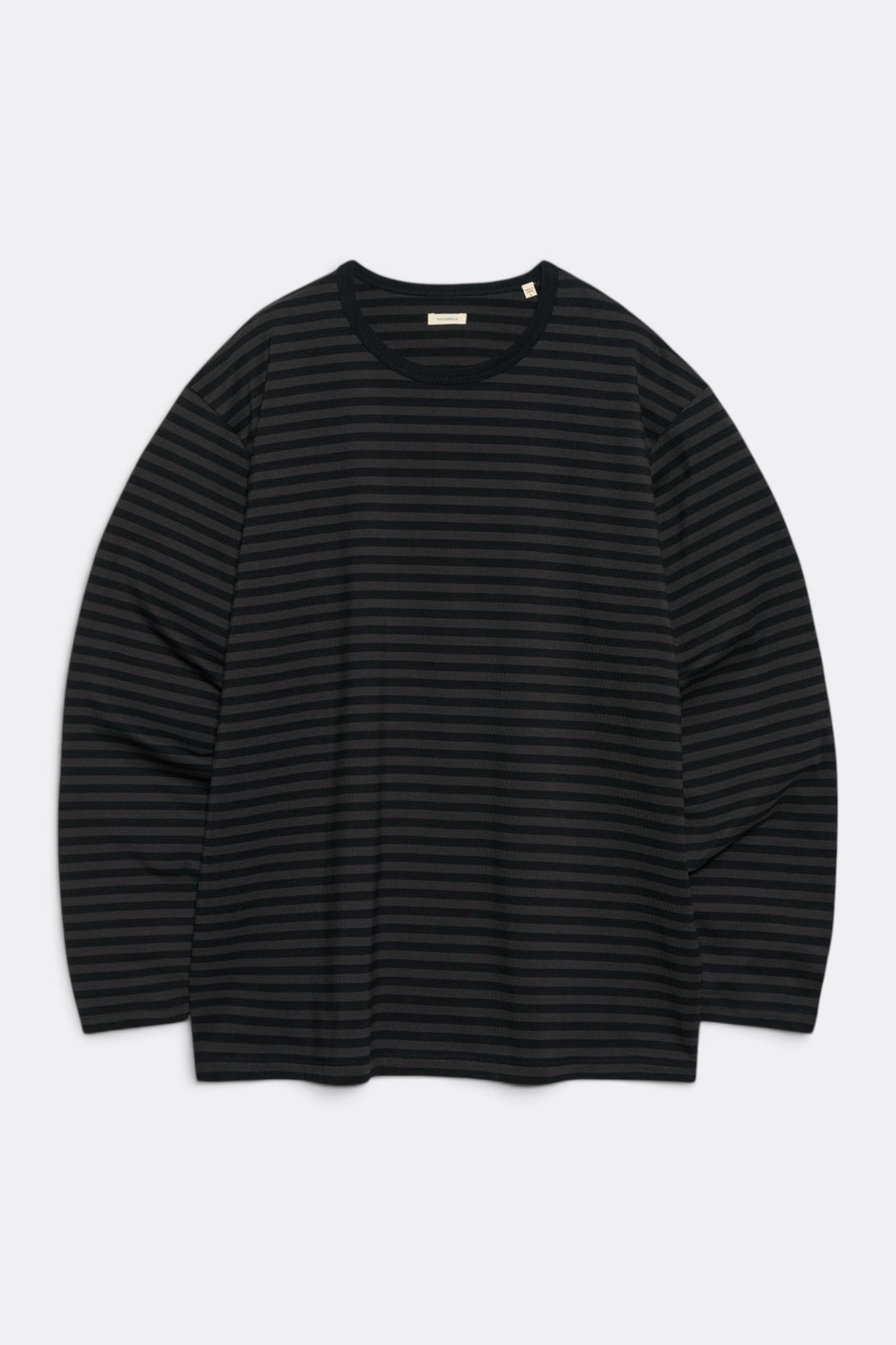 NANAMICA COOLMAX Stripe Jersey L/S Tee Charcoal | T-Shirt ML Rayé Coton Bio | Edgar Bdx