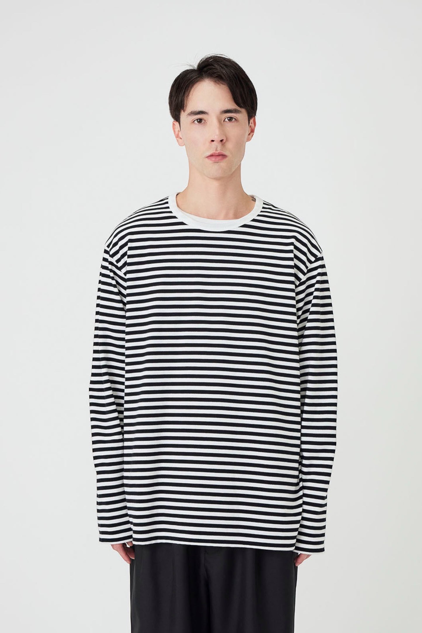 COOLMAX Stripe Jersey L/S Tee (Dark Brown)