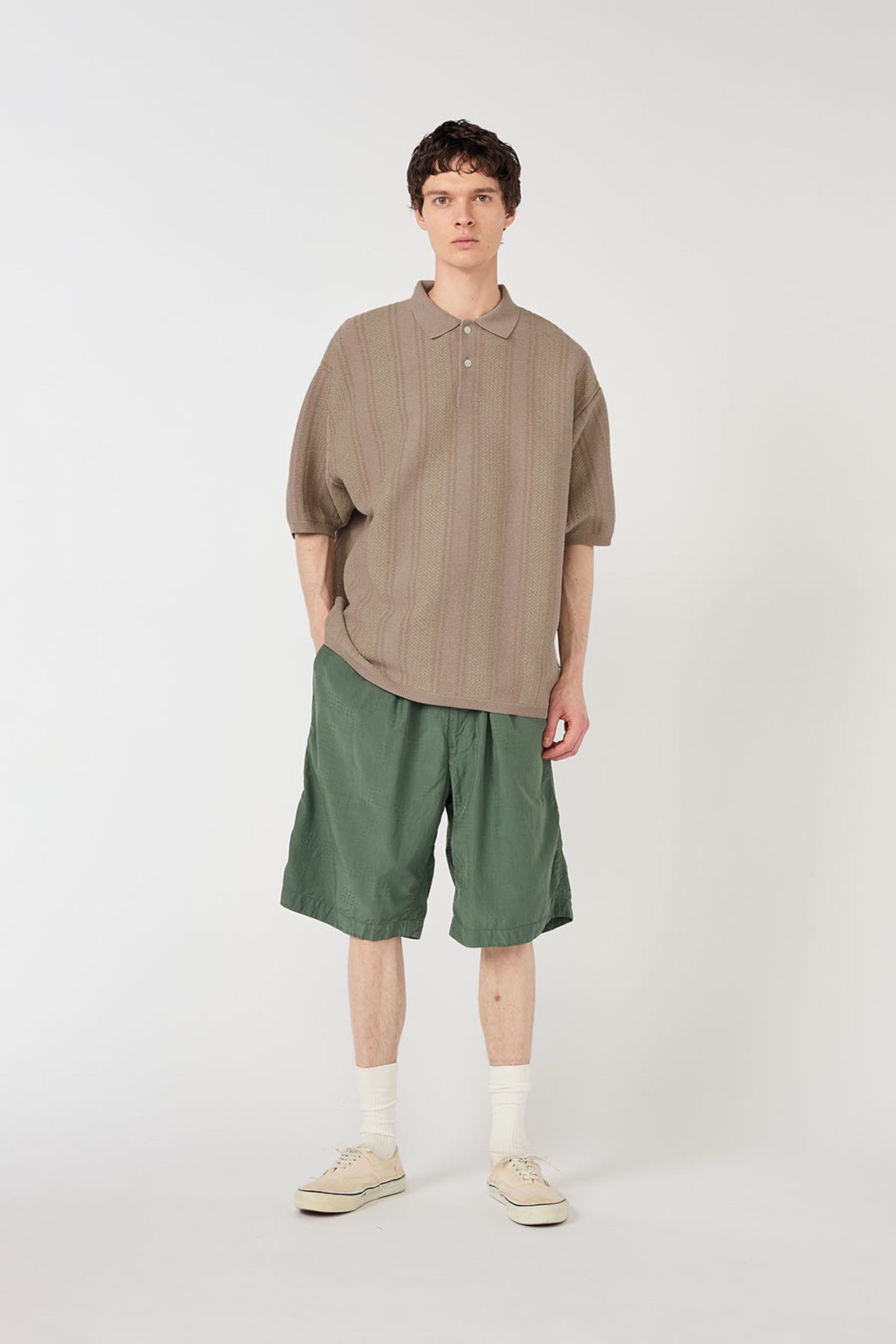 Polo Nanamica Knit Sweater Beige - Polyester Recyclé Oversize