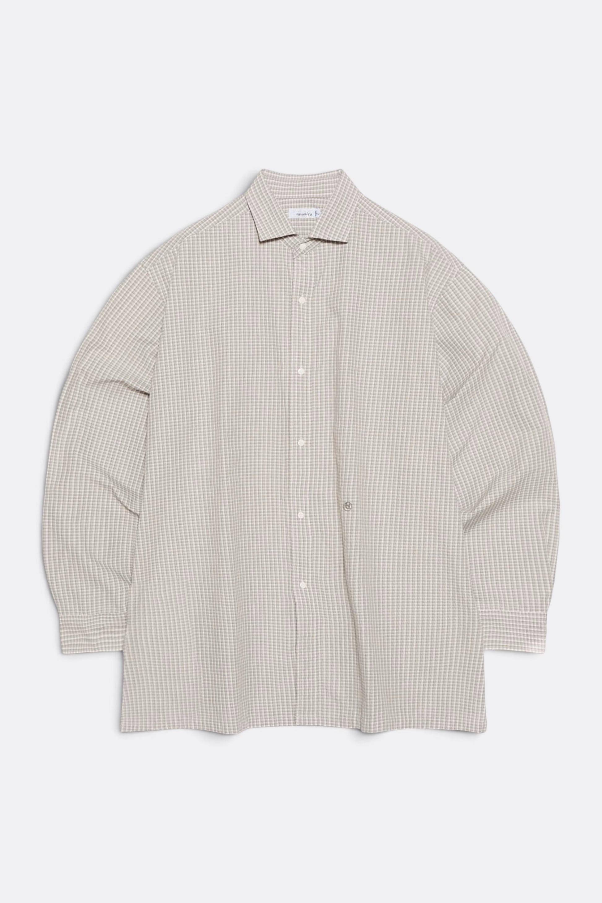 NANAMICA Micro Plaid Wind Shirt Gray | Chemise Broadcloth Micro-Carreaux Hybride | Edgar Bdx