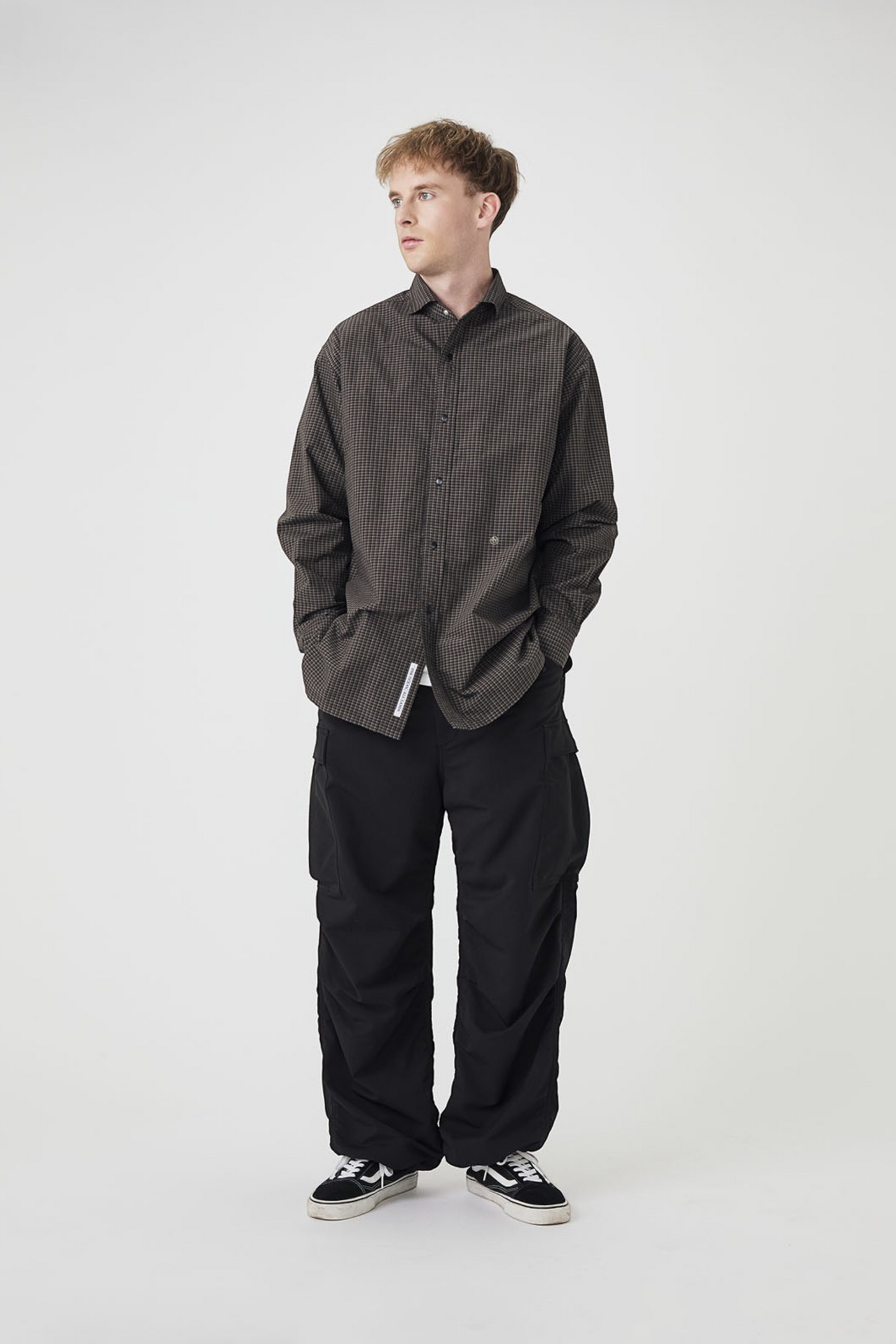 NANAMICA Micro Plaid Wind Shirt Navy | Chemise Broadcloth Micro-Carreaux Hybride | Edgar Bdx