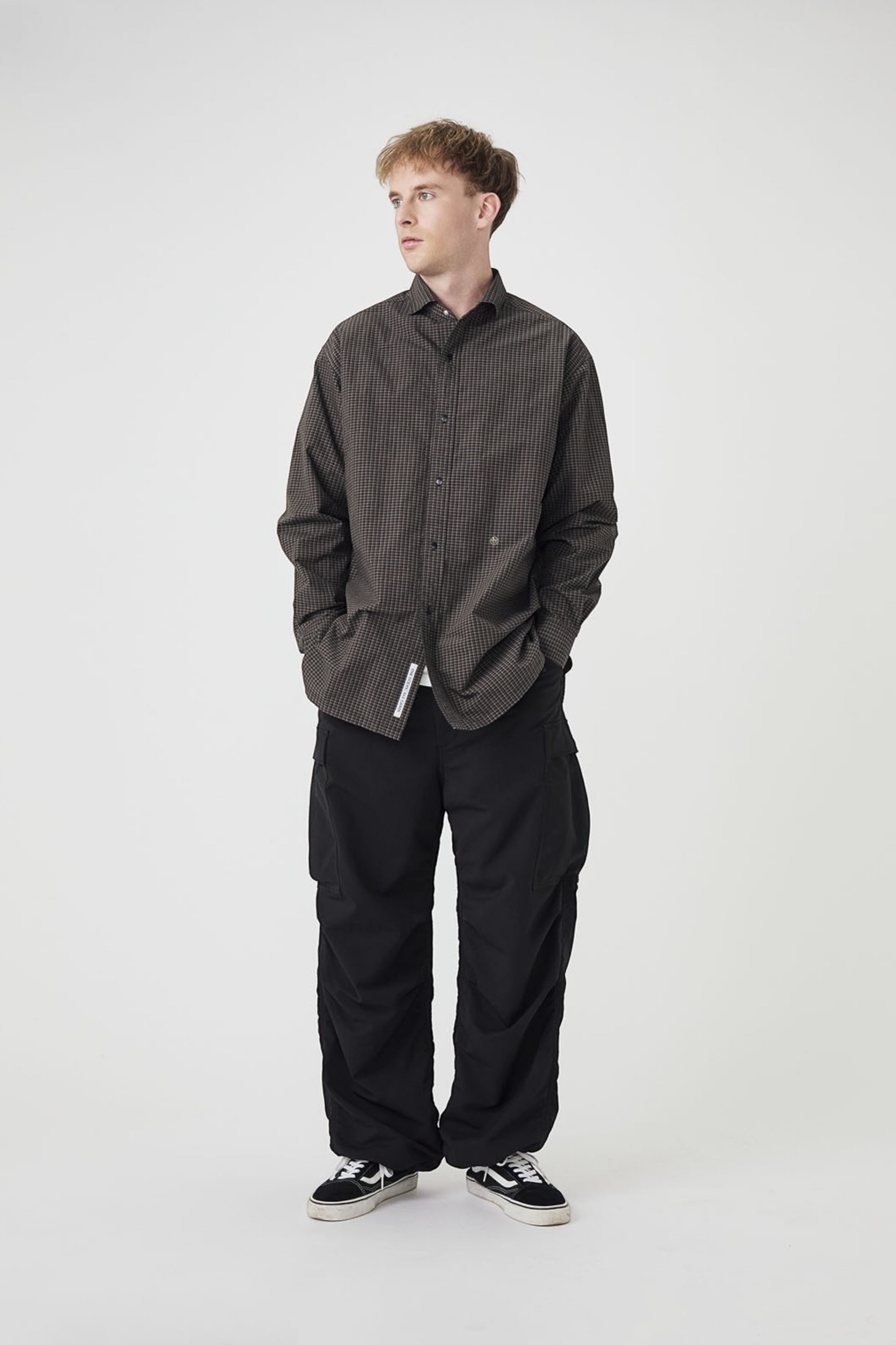 NANAMICA Micro Plaid Wind Shirt Navy | Chemise Broadcloth Micro-Carreaux Hybride | Edgar Bdx