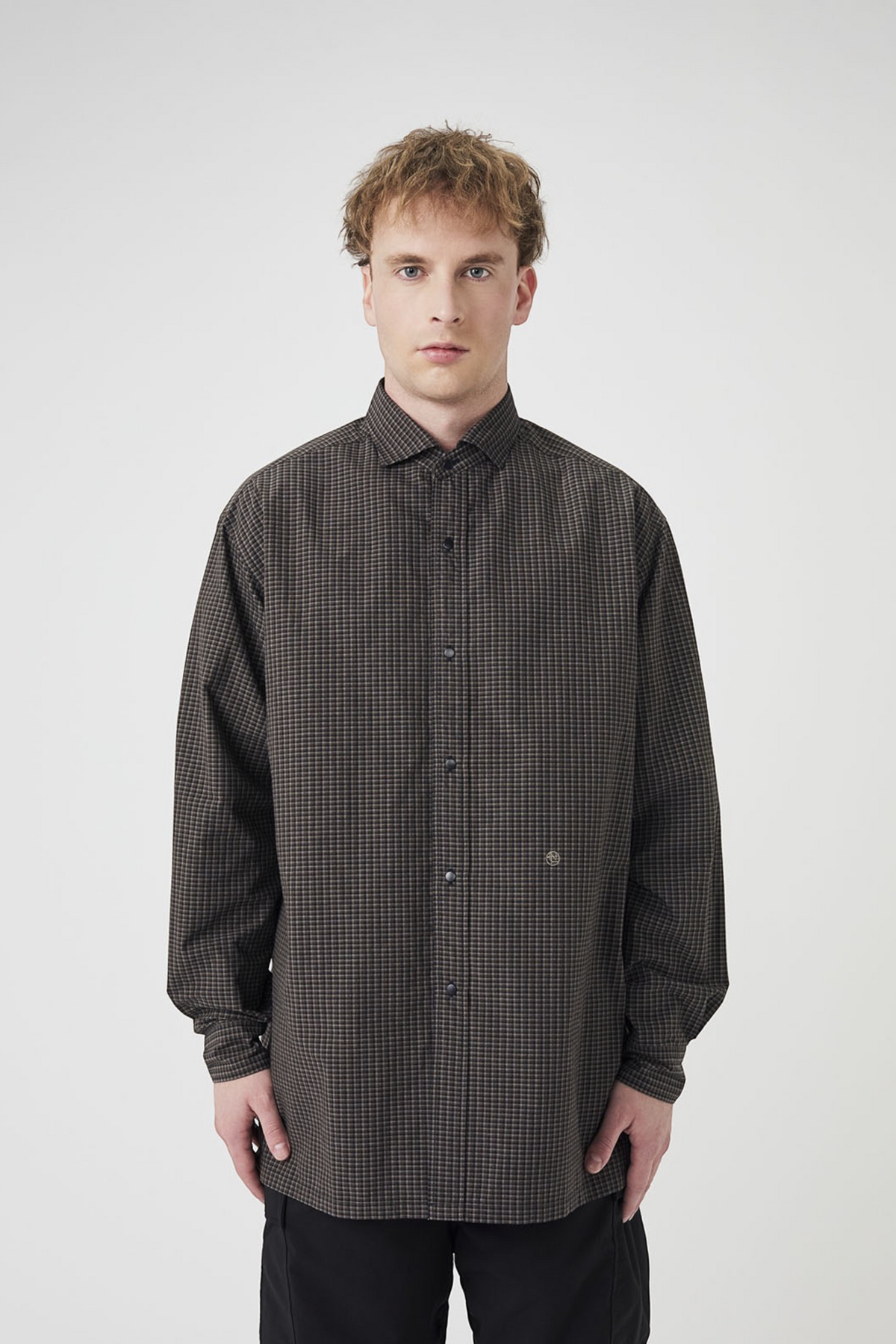 NANAMICA Micro Plaid Wind Shirt Navy | Chemise Broadcloth Micro-Carreaux Hybride | Edgar Bdx