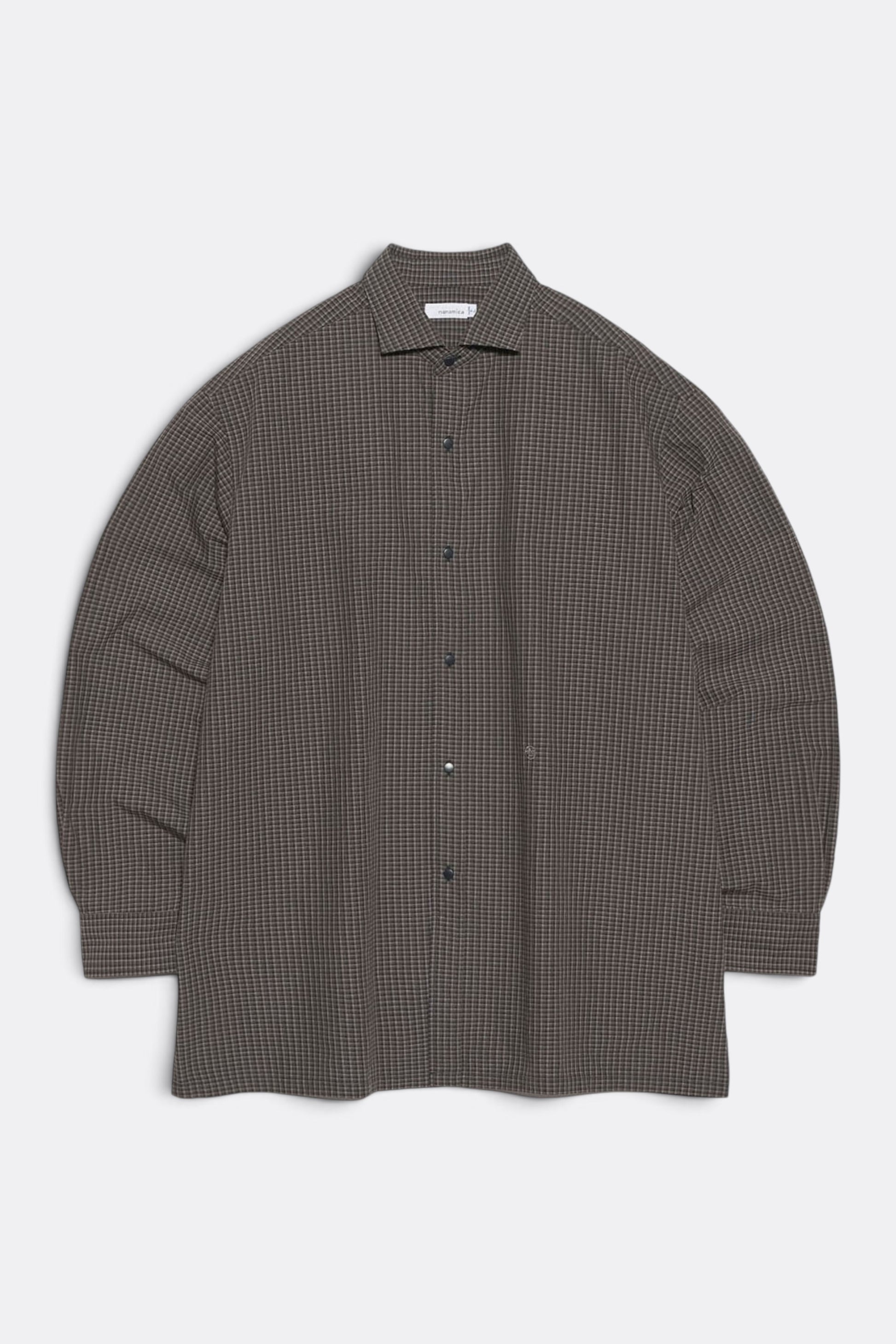 NANAMICA Micro Plaid Wind Shirt Navy | Chemise Broadcloth Micro-Carreaux Hybride | Edgar Bdx