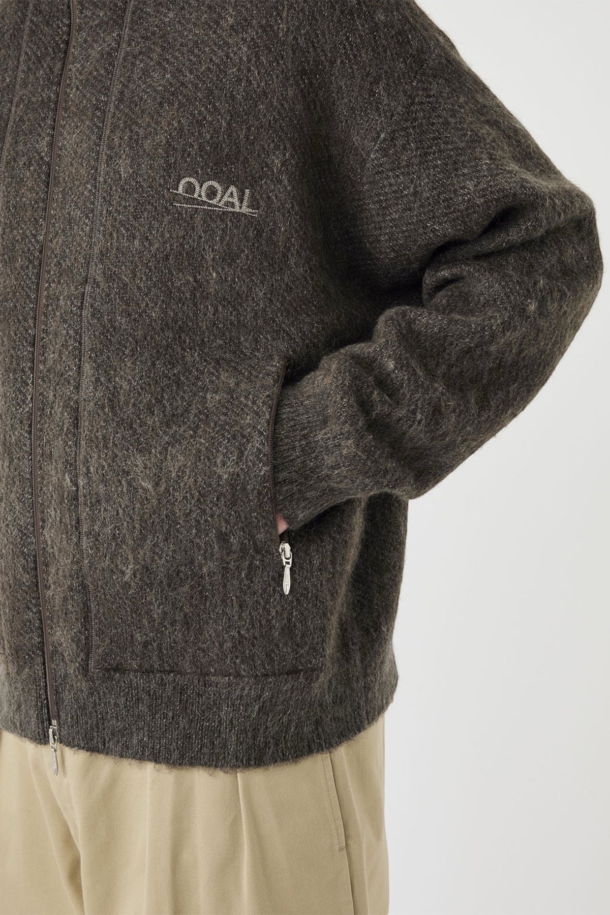 NANAMICA OOAL Zip Up Mohair Jacket Beige | Veste Mohair | Edgar Bdx