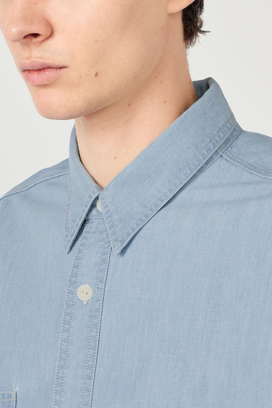 Chemise Chambray Nanamica Light Indigo - Chemise Japonaise Coton Polyester