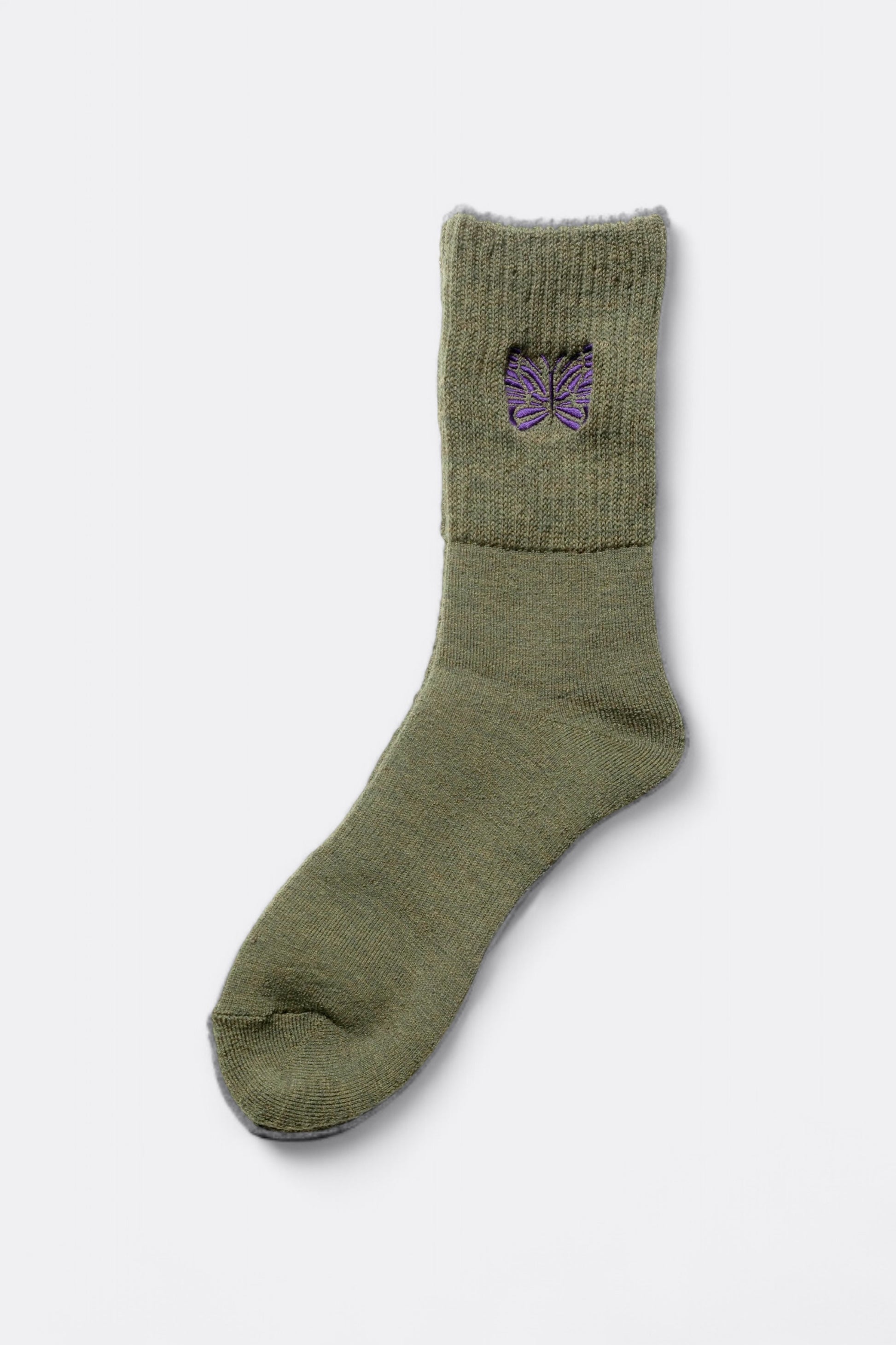 Needles - Merino Wool Rib Socks (Olive)