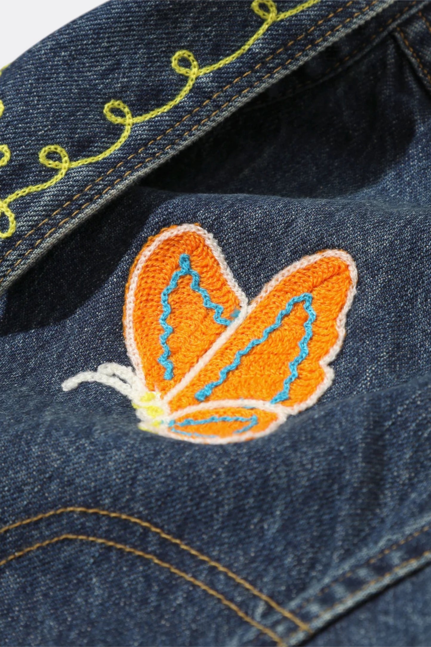 Needles Papillon Emb. Jean Jacket 12oz Denim Indigo - Veste Jean Japonaise - Edgar Bdx