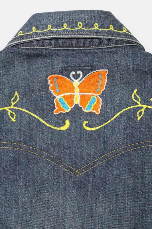 Needles Papillon Emb. Jean Jacket 12oz Denim Indigo - Veste Jean Japonaise - Edgar Bdx