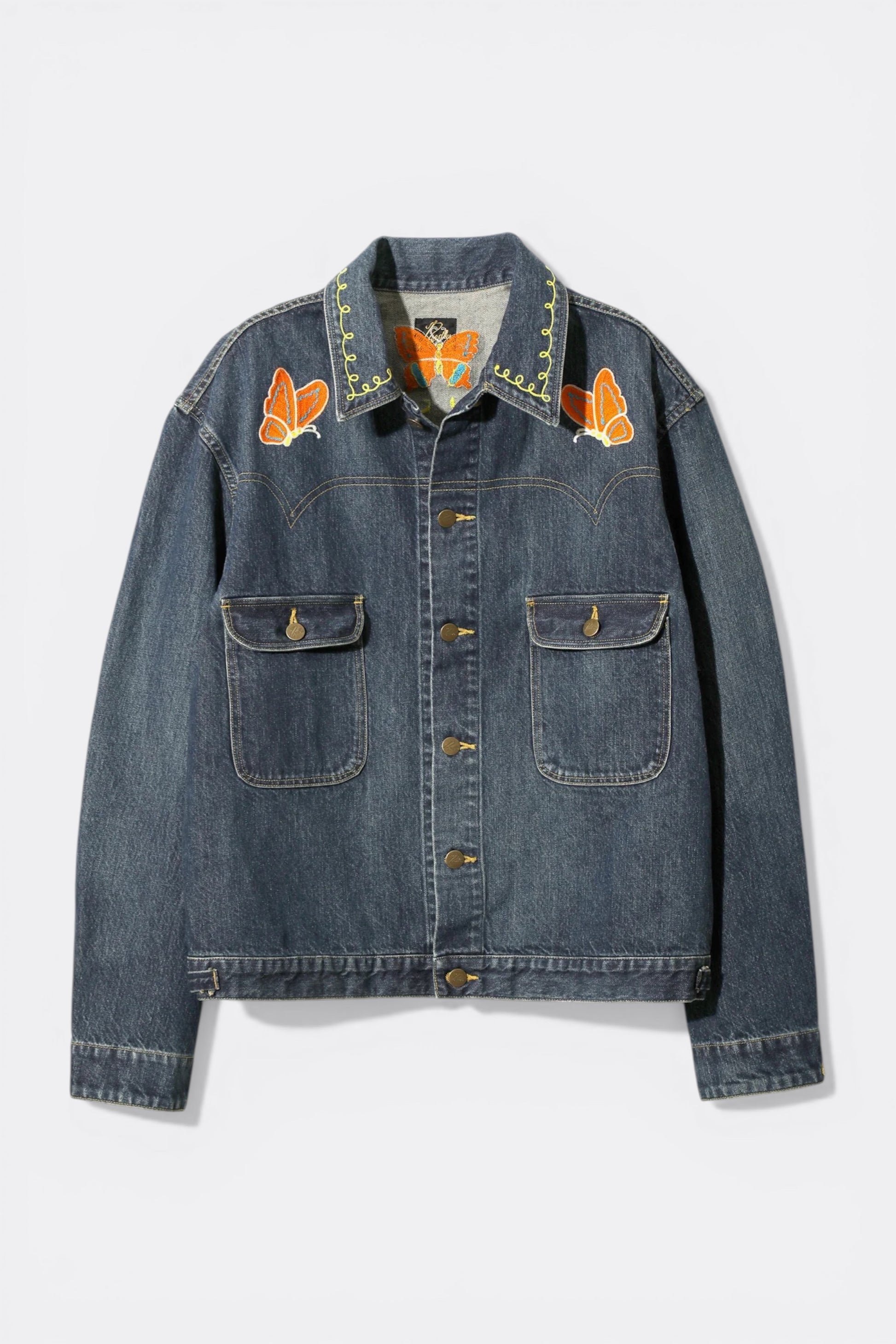 Needles Papillon Emb. Jean Jacket 12oz Denim Indigo - Veste Jean Japonaise - Edgar Bdx