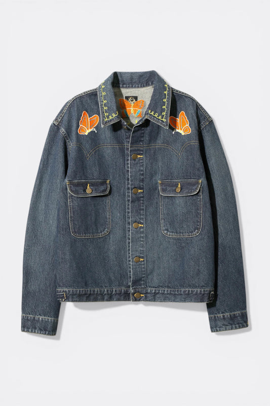 Needles Papillon Emb. Jean Jacket 12oz Denim Indigo - Veste Jean Japonaise - Edgar Bdx