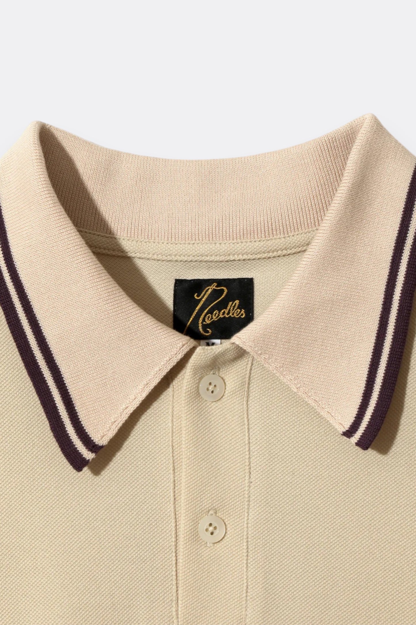 Needles Regular Collar Polo Shirt Cotton Pique Beige - Polo Japonais - Edgar Bdx