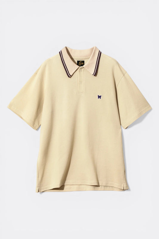 Needles Regular Collar Polo Shirt Cotton Pique Beige - Polo Japonais - Edgar Bdx