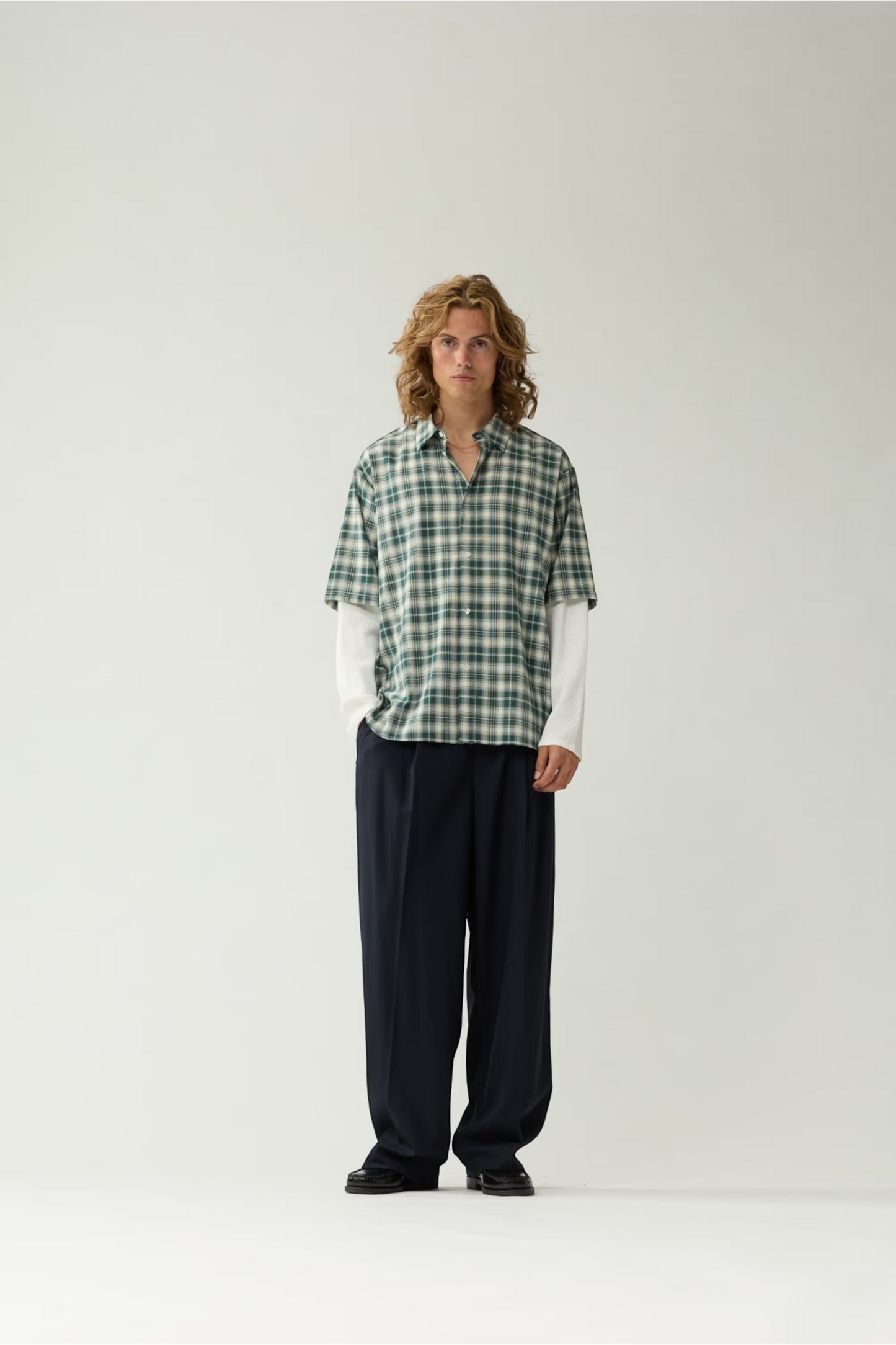 NEW AMSTERDAM SURF ASSOCIATION Double Layer Shirt Green White Check | Chemise Premium | Edgar Bdx