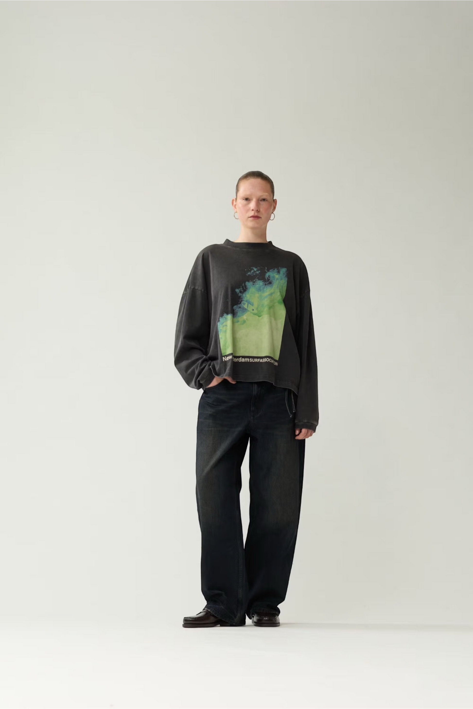 NEW AMSTERDAM SURF ASSOCIATION Heat Wave Longsleeve Tee Caviar | T-Shirt Coton Premium | Edgar Bdx