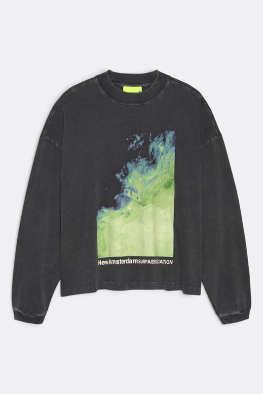 NEW AMSTERDAM SURF ASSOCIATION Heat Wave Longsleeve Tee Caviar | T-Shirt Coton Premium | Edgar Bdx