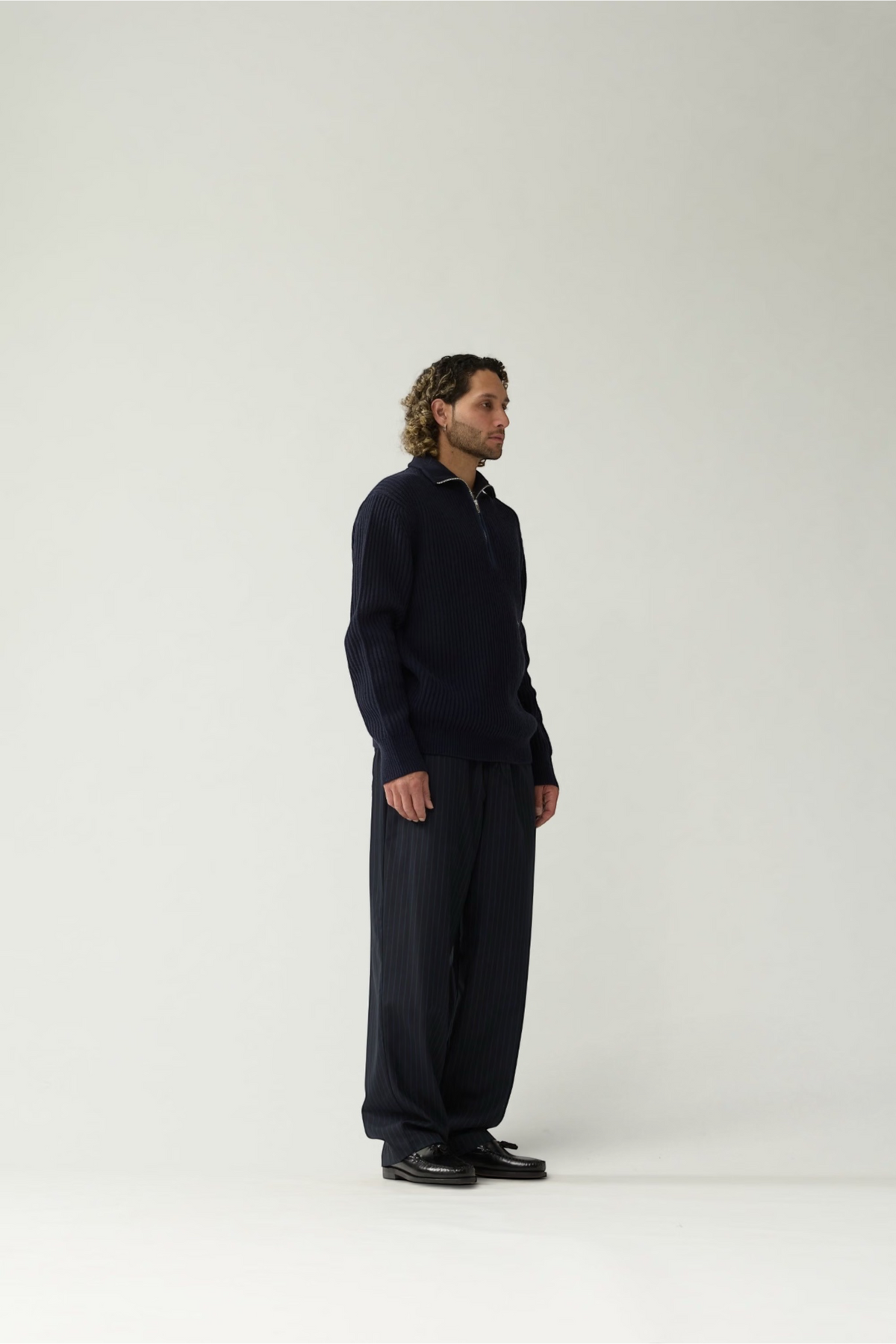 NEW AMSTERDAM SURF ASSOCIATION Knitted Half Zip Night | Pull Maille Intarsia Demi-Zip | Edgar Bdx