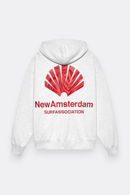 New Amsterdam Surf Association Logo Hoodie Ash Poppy Red | Sweat | Edgar Bdx