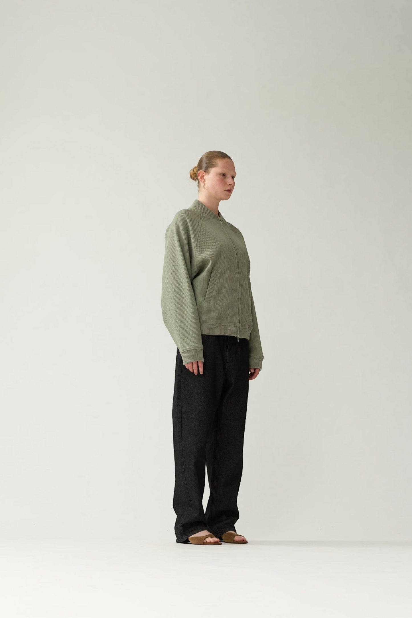 NEW AMSTERDAM SURF ASSOCIATION Waffle Zip Up Sea Grass | Veste Gaufrée | Edgar Bdx