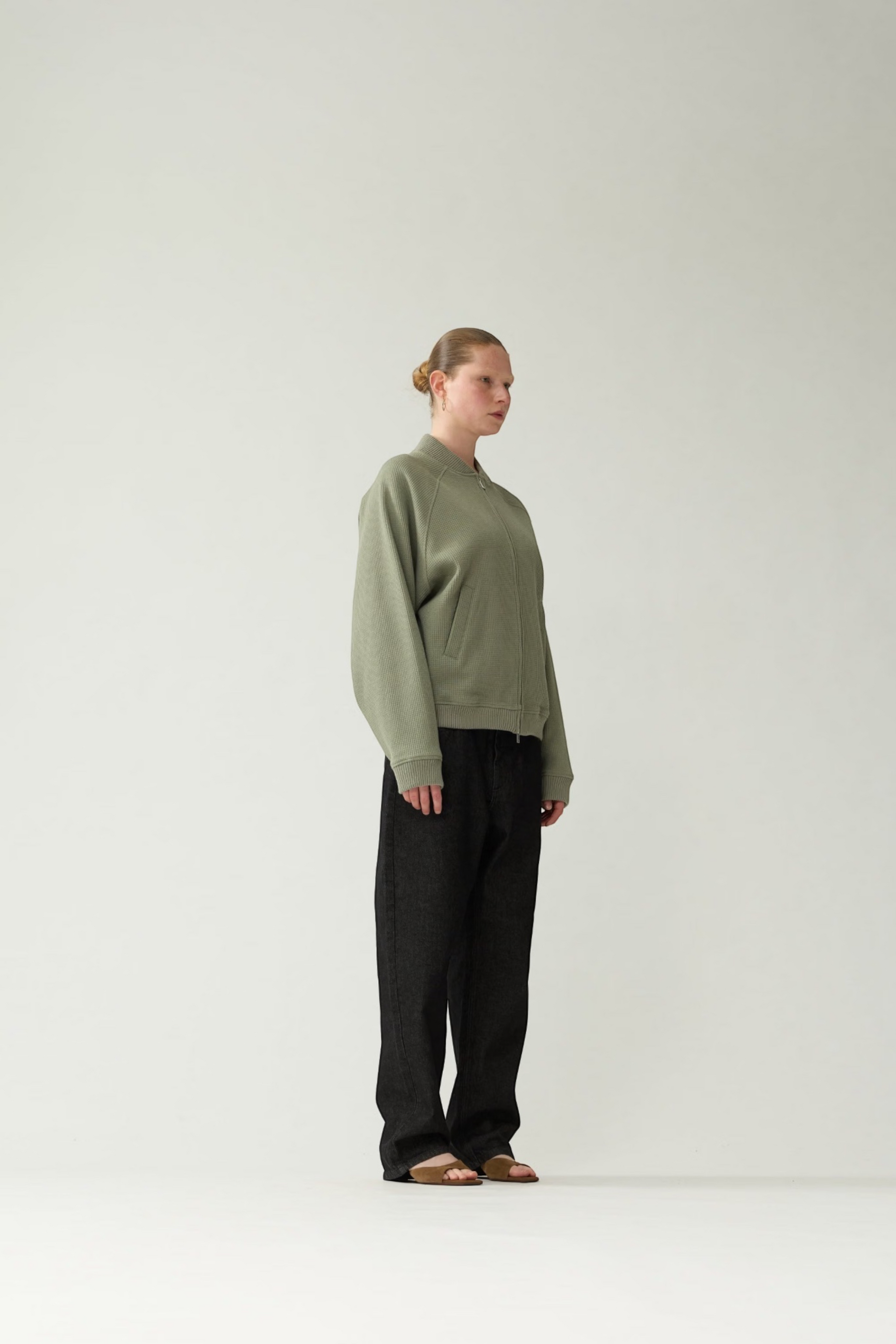 NEW AMSTERDAM SURF ASSOCIATION Waffle Zip Up Sea Grass | Veste Gaufrée | Edgar Bdx