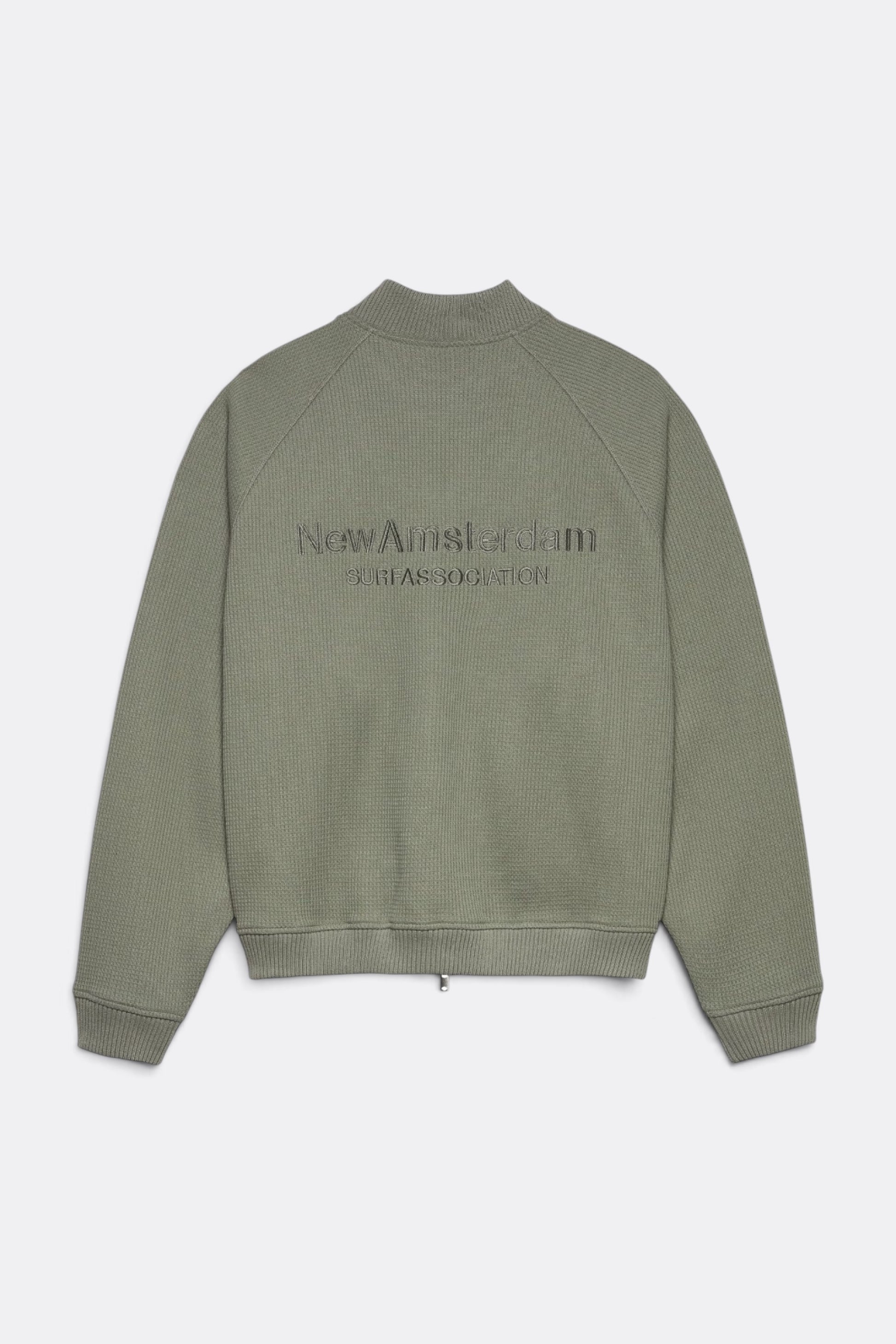 NEW AMSTERDAM SURF ASSOCIATION Waffle Zip Up Sea Grass | Veste Gaufrée | Edgar Bdx