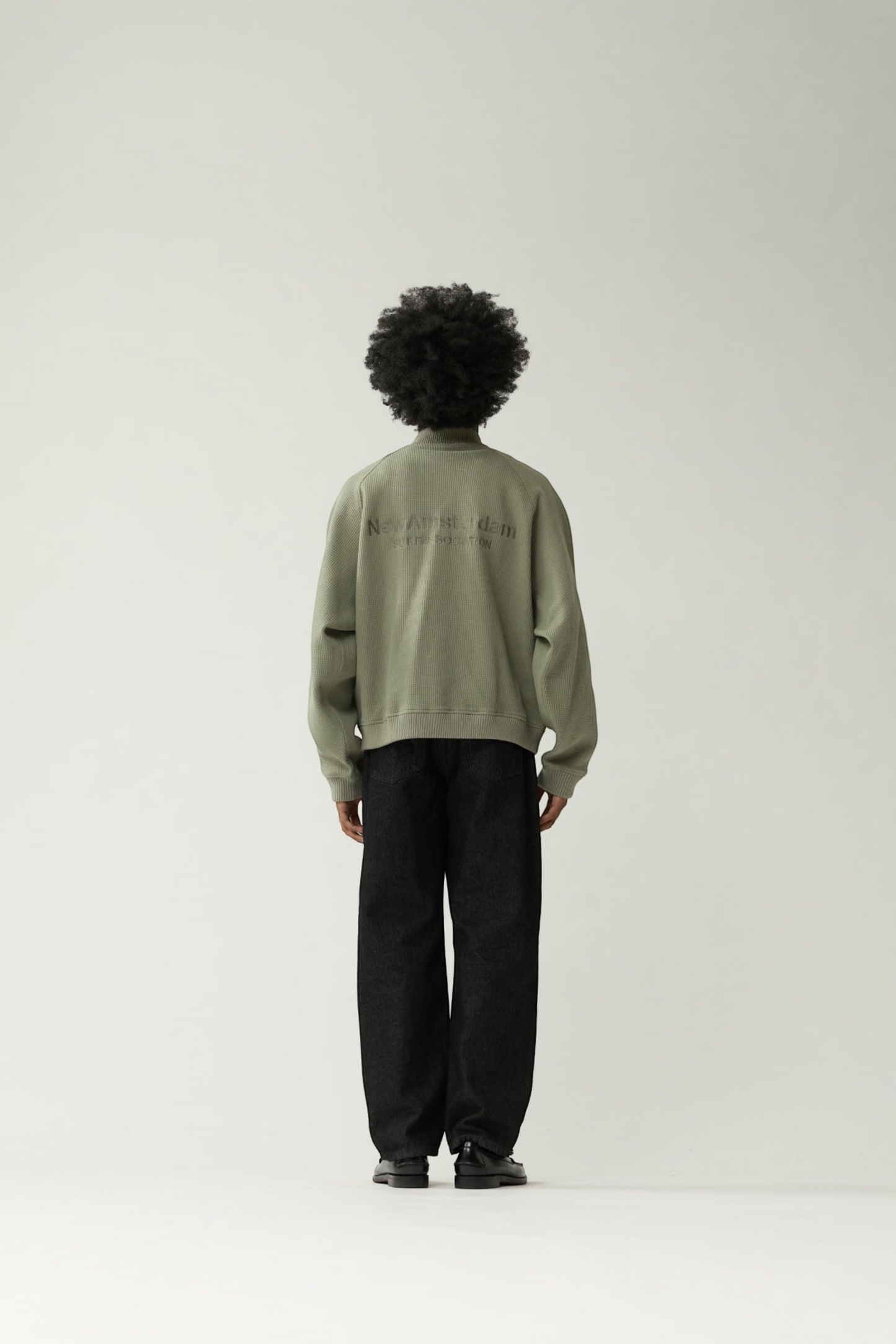 NEW AMSTERDAM SURF ASSOCIATION Waffle Zip Up Sea Grass | Veste Gaufrée | Edgar Bdx