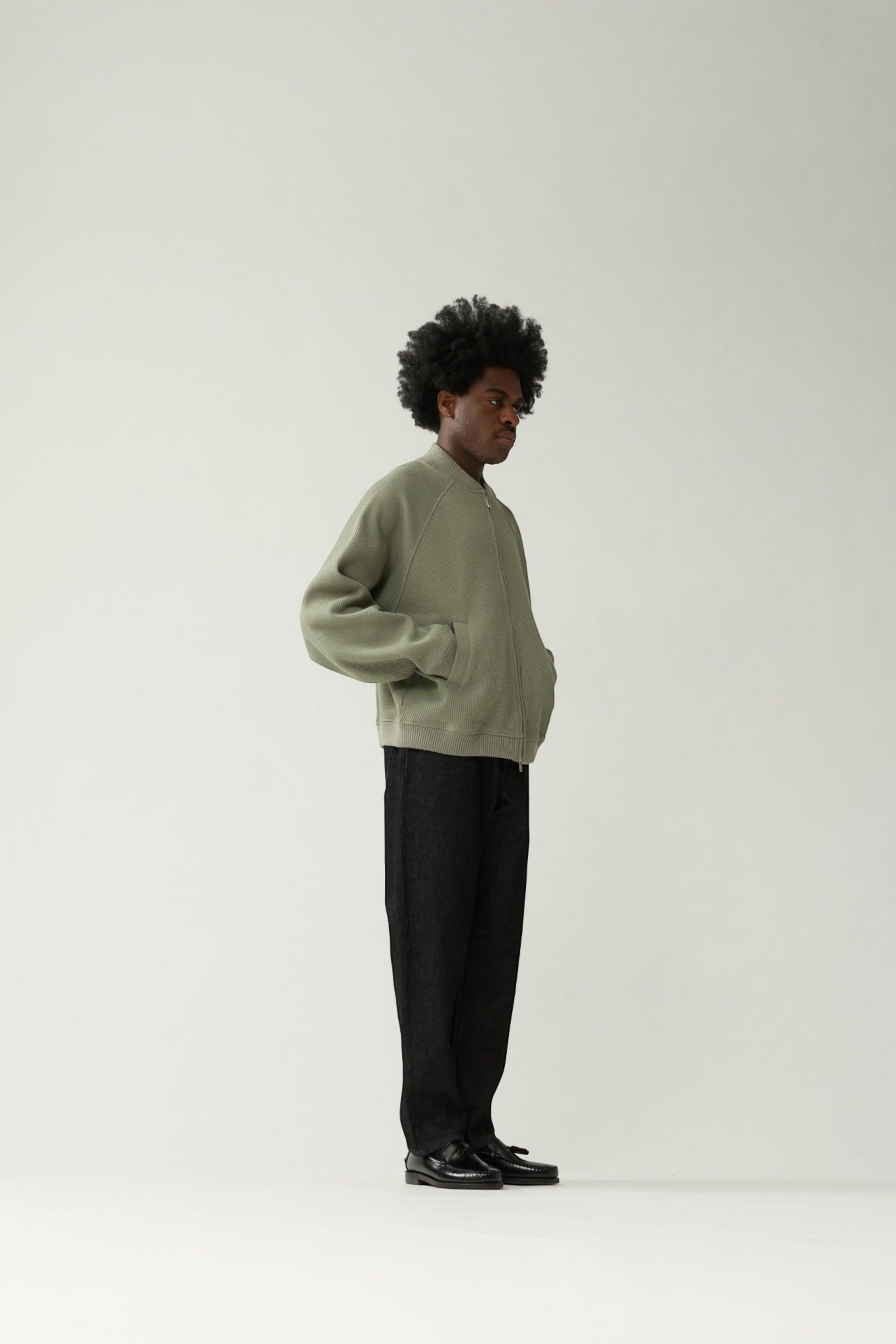 NEW AMSTERDAM SURF ASSOCIATION Waffle Zip Up Sea Grass | Veste Gaufrée | Edgar Bdx