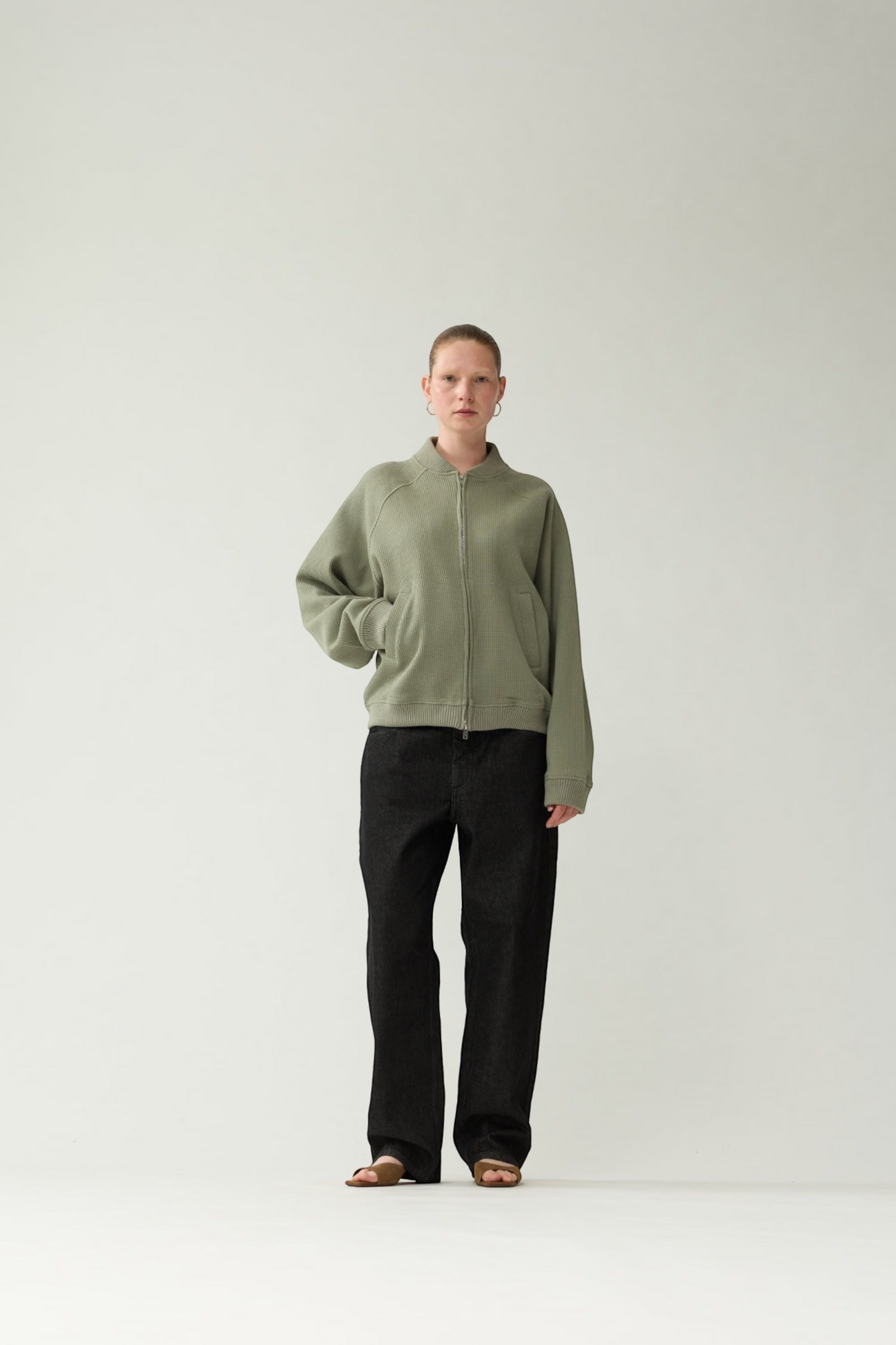 NEW AMSTERDAM SURF ASSOCIATION Waffle Zip Up Sea Grass | Veste Gaufrée | Edgar Bdx