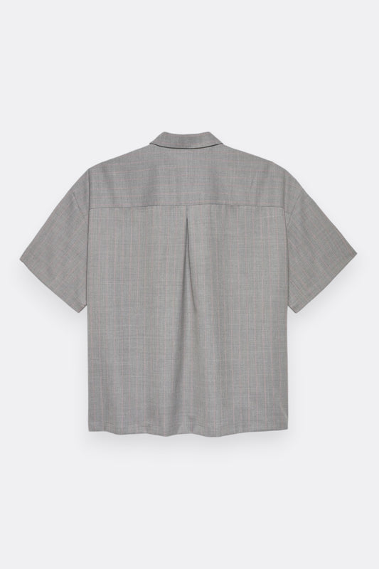 New Amsterdam Surf Association Wijk Shirt Wool Grey Pink Pinstripe | Edgar Bdx