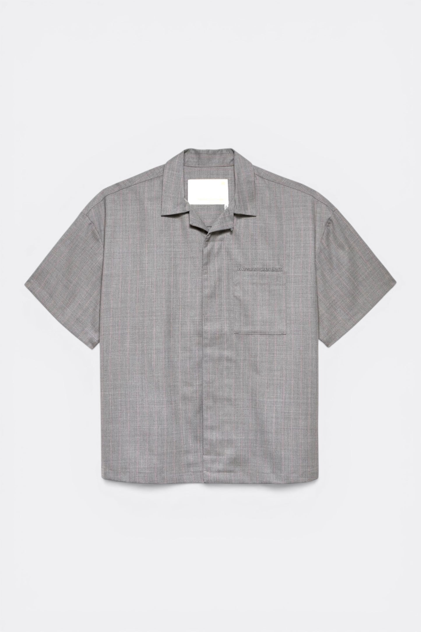 New Amsterdam Surf Association Wijk Shirt Wool Grey Pink Pinstripe | Edgar Bdx