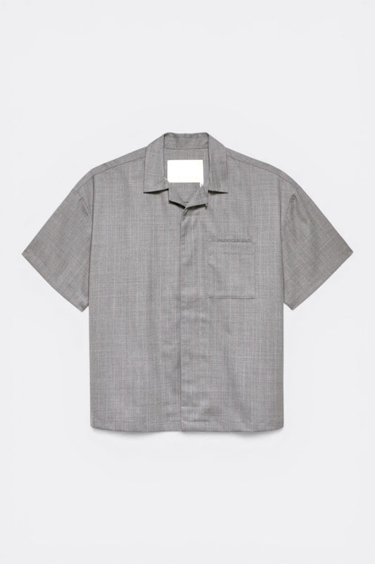 New Amsterdam Surf Association Wijk Shirt Wool Grey Pink Pinstripe | Edgar Bdx