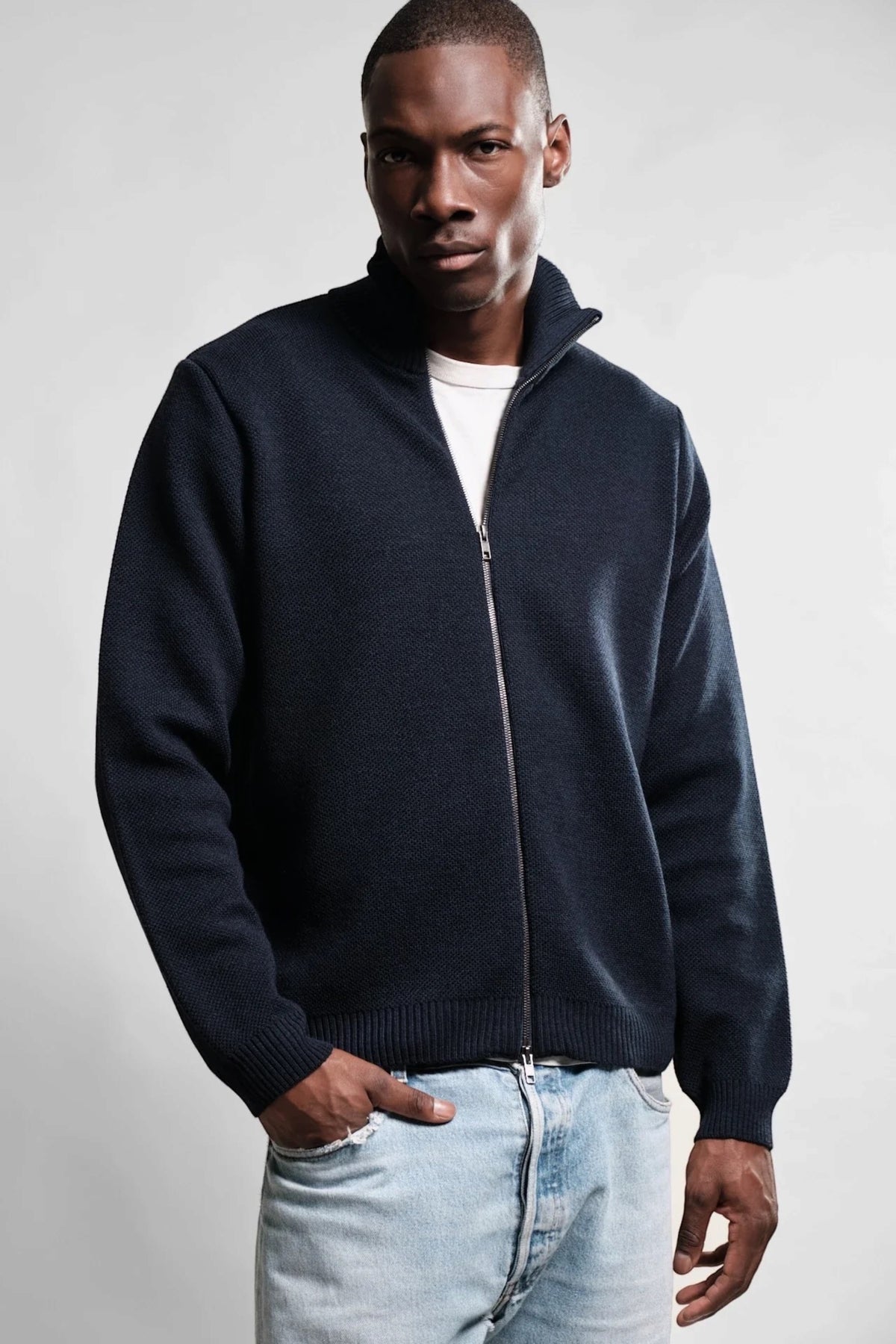 NITTO KNITWEAR Gilet Zippé Youri Marine | Edgar Bdx