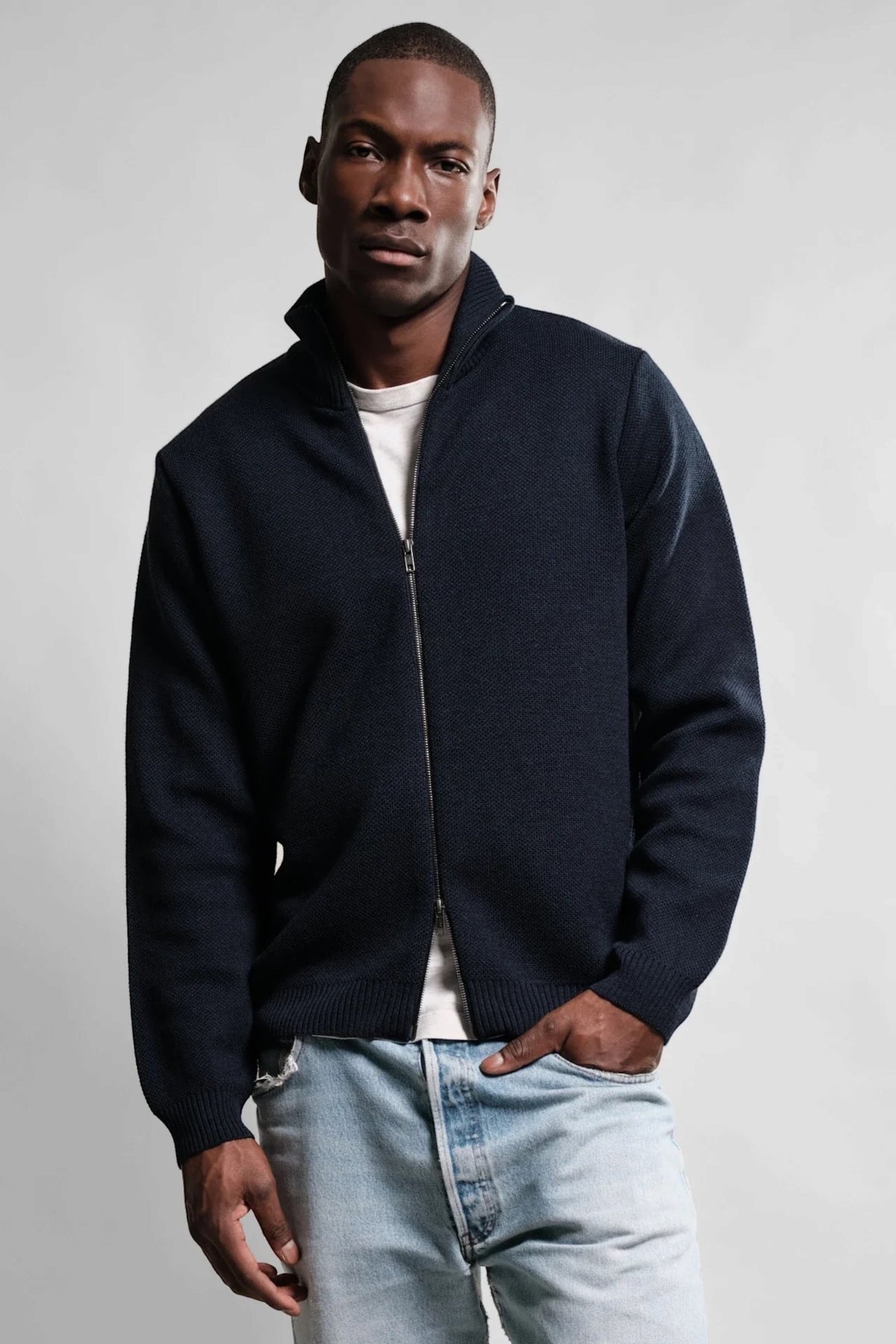 NITTO KNITWEAR Gilet Zippé Youri Marine | Edgar Bdx