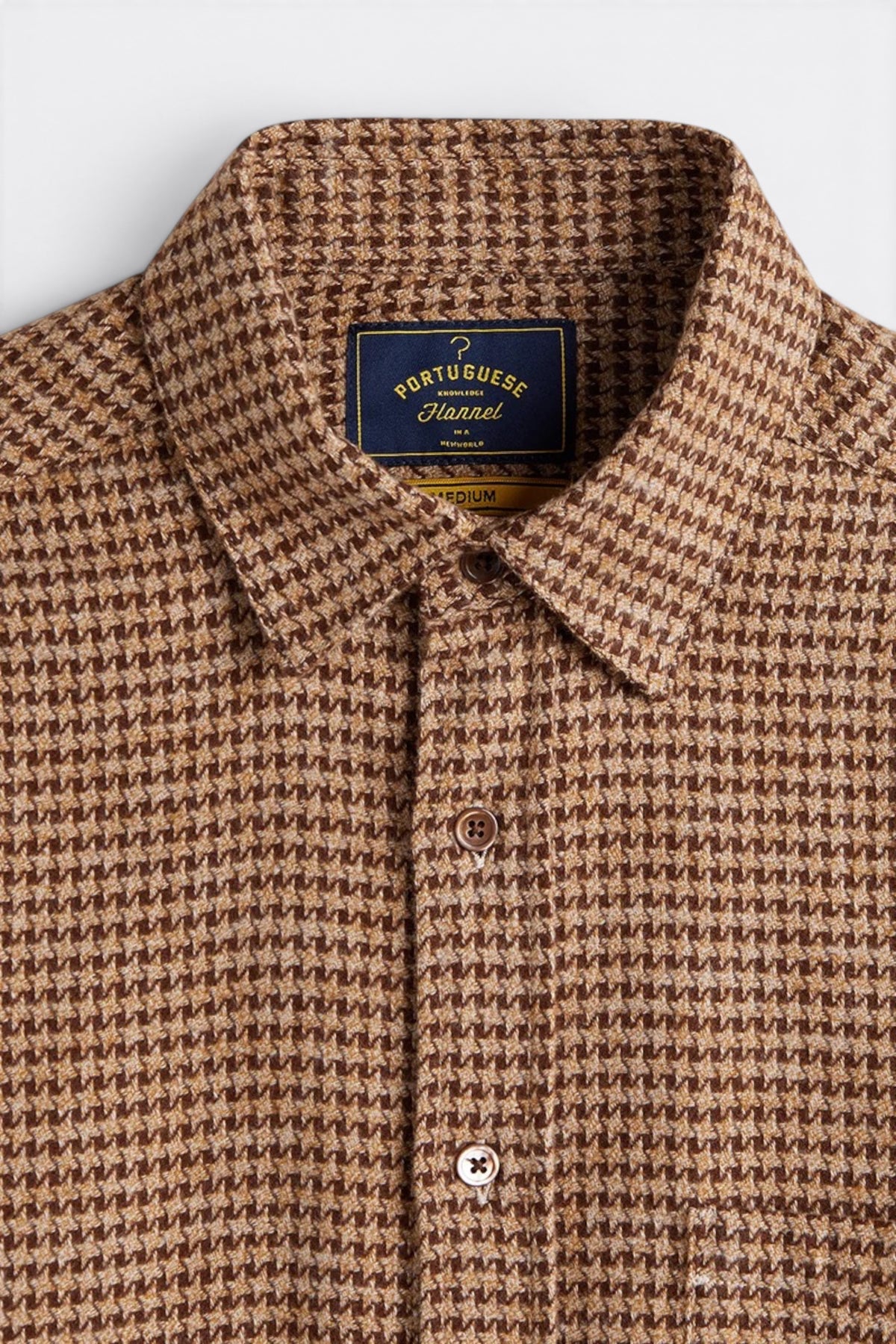 PORTUGUESE FLANNEL Abstract Pied De Poule Shirt Brown | Edgar Bdx