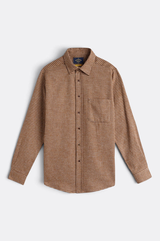 PORTUGUESE FLANNEL Abstract Pied De Poule Shirt Brown | Edgar Bdx