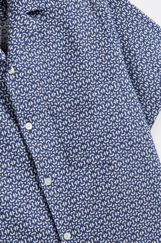 Portuguese Flannel Abstract Tile Blue | Chemise Coton Carreaux Portugais | Edgar Bdx