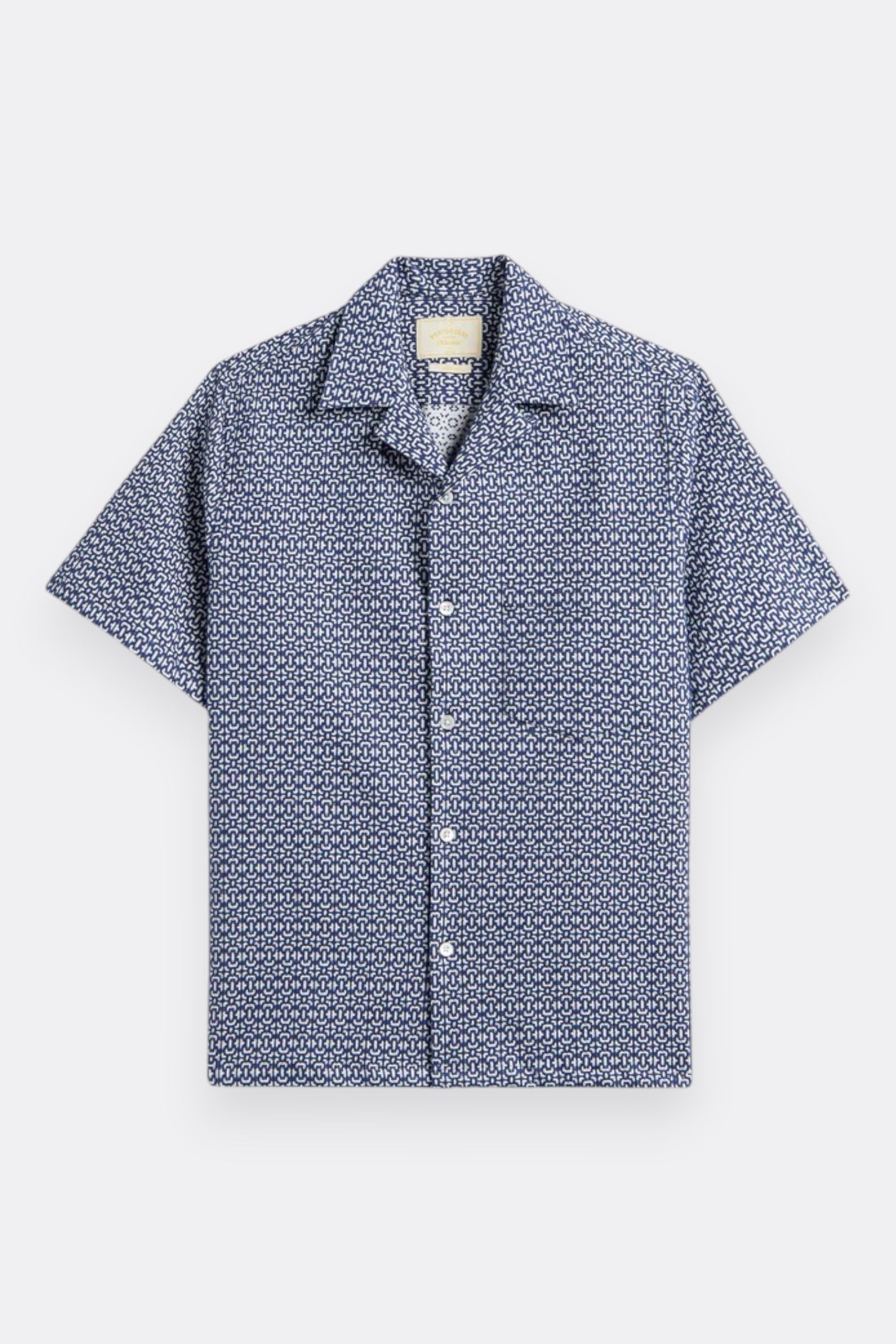 Portuguese Flannel Abstract Tile Blue | Chemise Coton Carreaux Portugais | Edgar Bdx