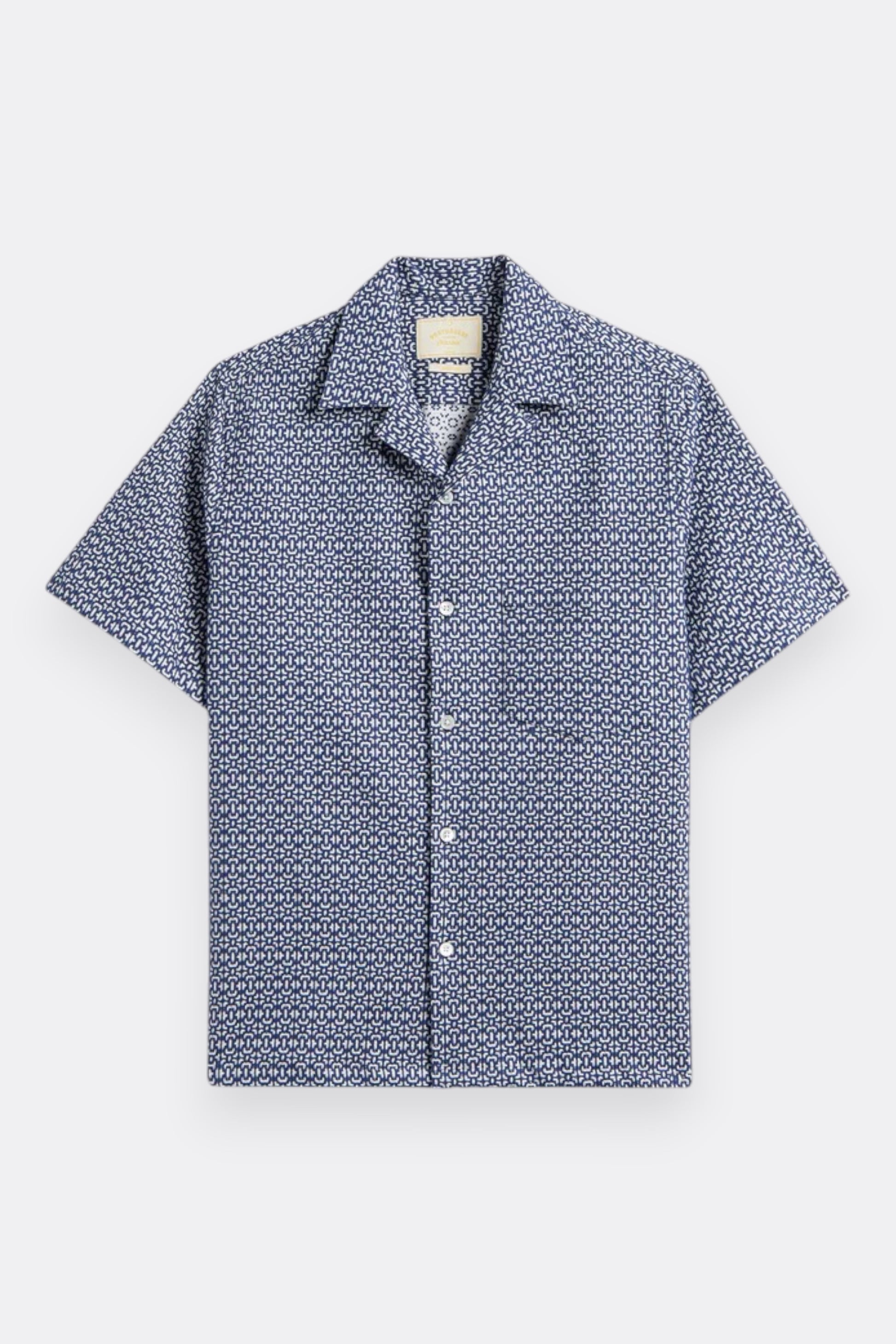 Portuguese Flannel Abstract Tile Blue | Chemise Coton Carreaux Portugais | Edgar Bdx