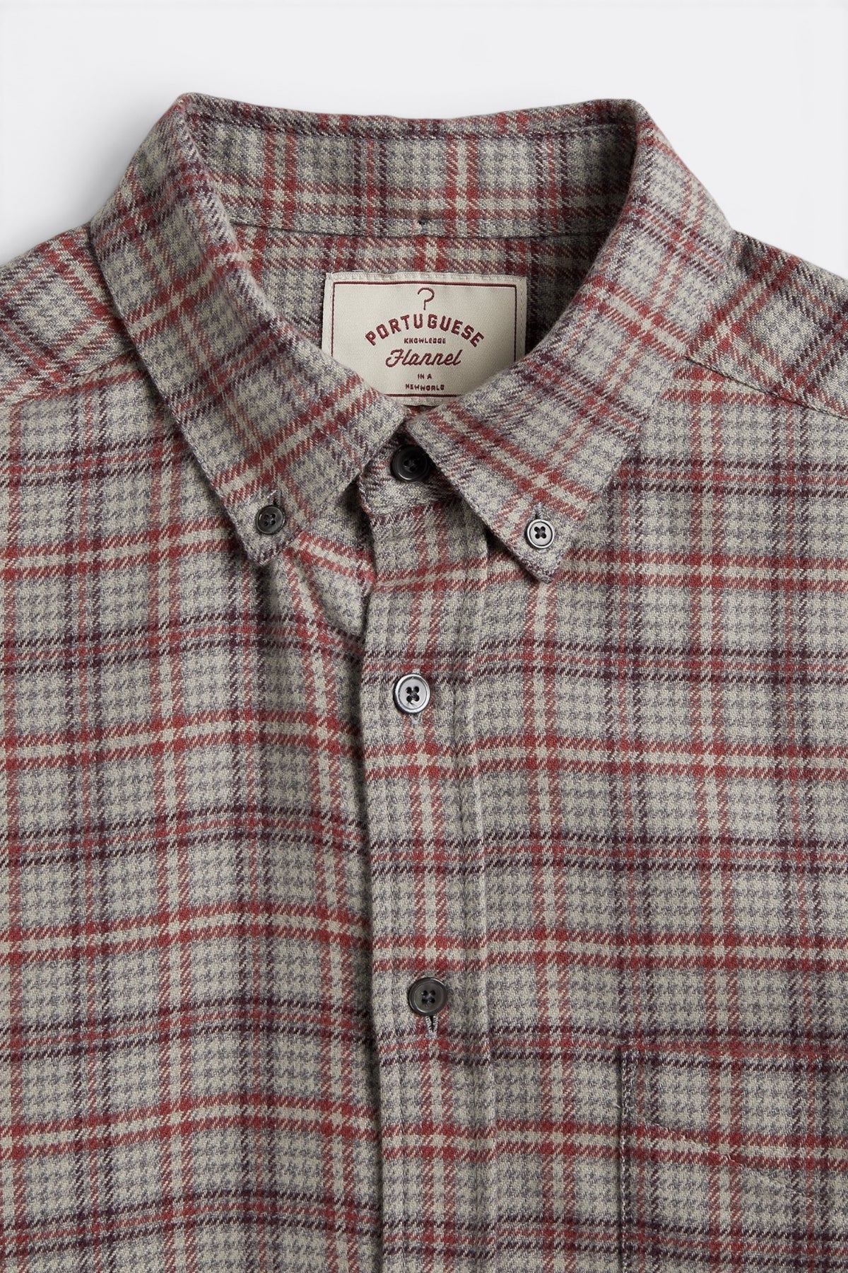 PORTUGUESE FLANNEL Cedar Shirt Grey / Bordeaux | Chemise Tartan | Edgar Bdx