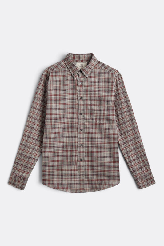 PORTUGUESE FLANNEL Cedar Shirt Grey / Bordeaux | Chemise Tartan | Edgar Bdx