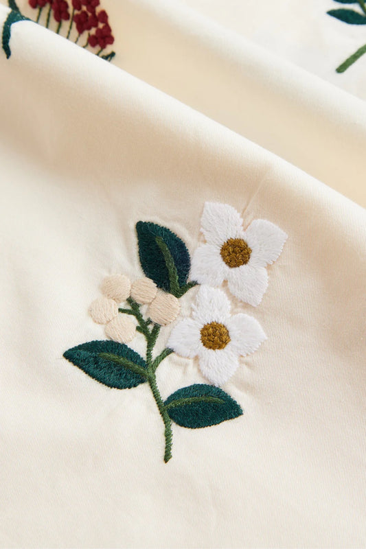 Portuguese Flannel Embroidery Flowers Ecru | Chemise Coton Brodée Fleurie | Edgar Bdx