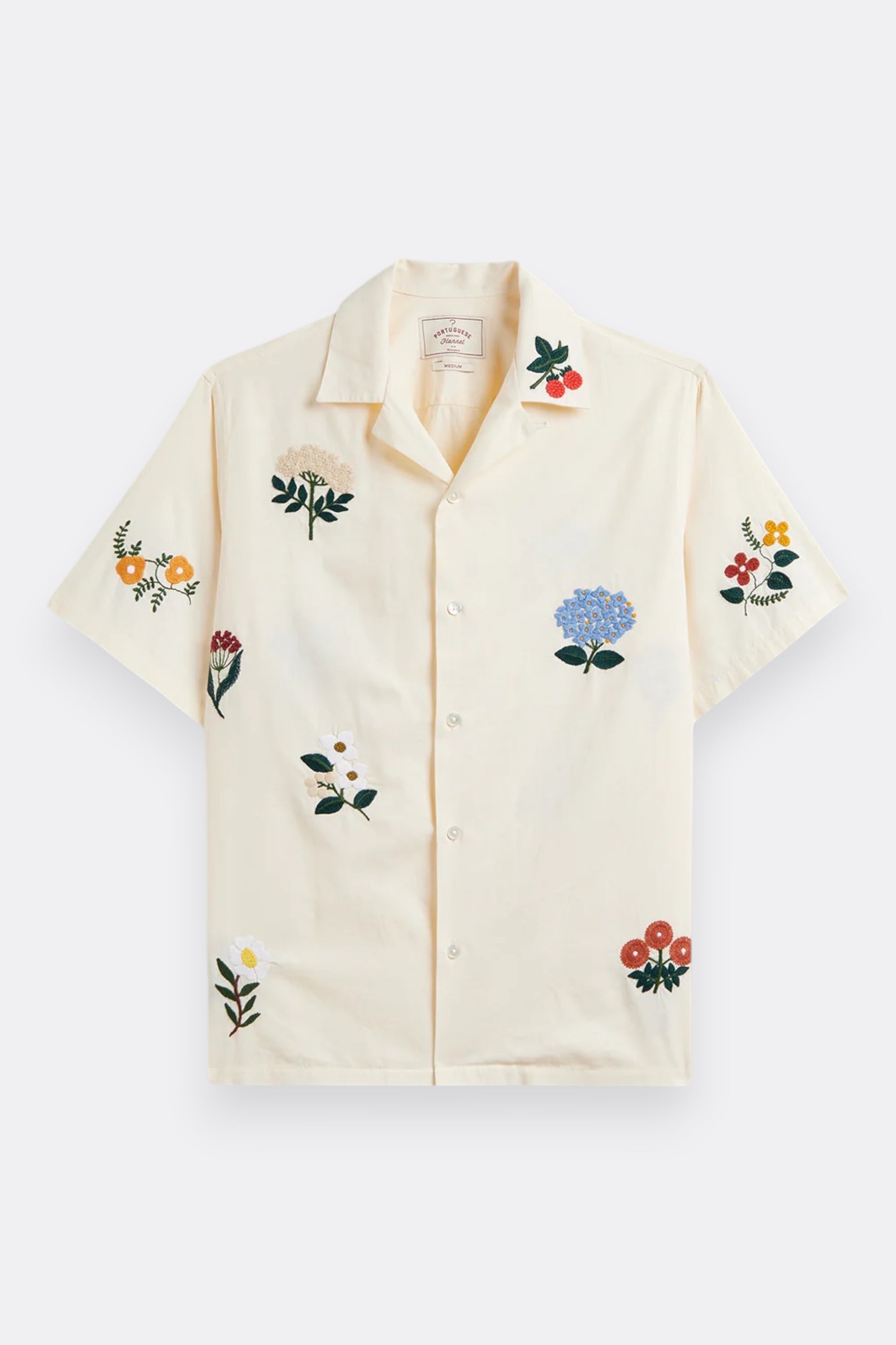 Portuguese Flannel Embroidery Flowers Ecru | Chemise Coton Brodée Fleurie | Edgar Bdx