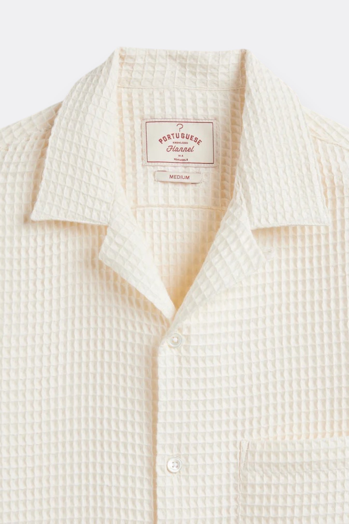 Portuguese Flannel Honey Comb Shirt White | Chemise Coton Nid d'Abeille | Edgar Bdx