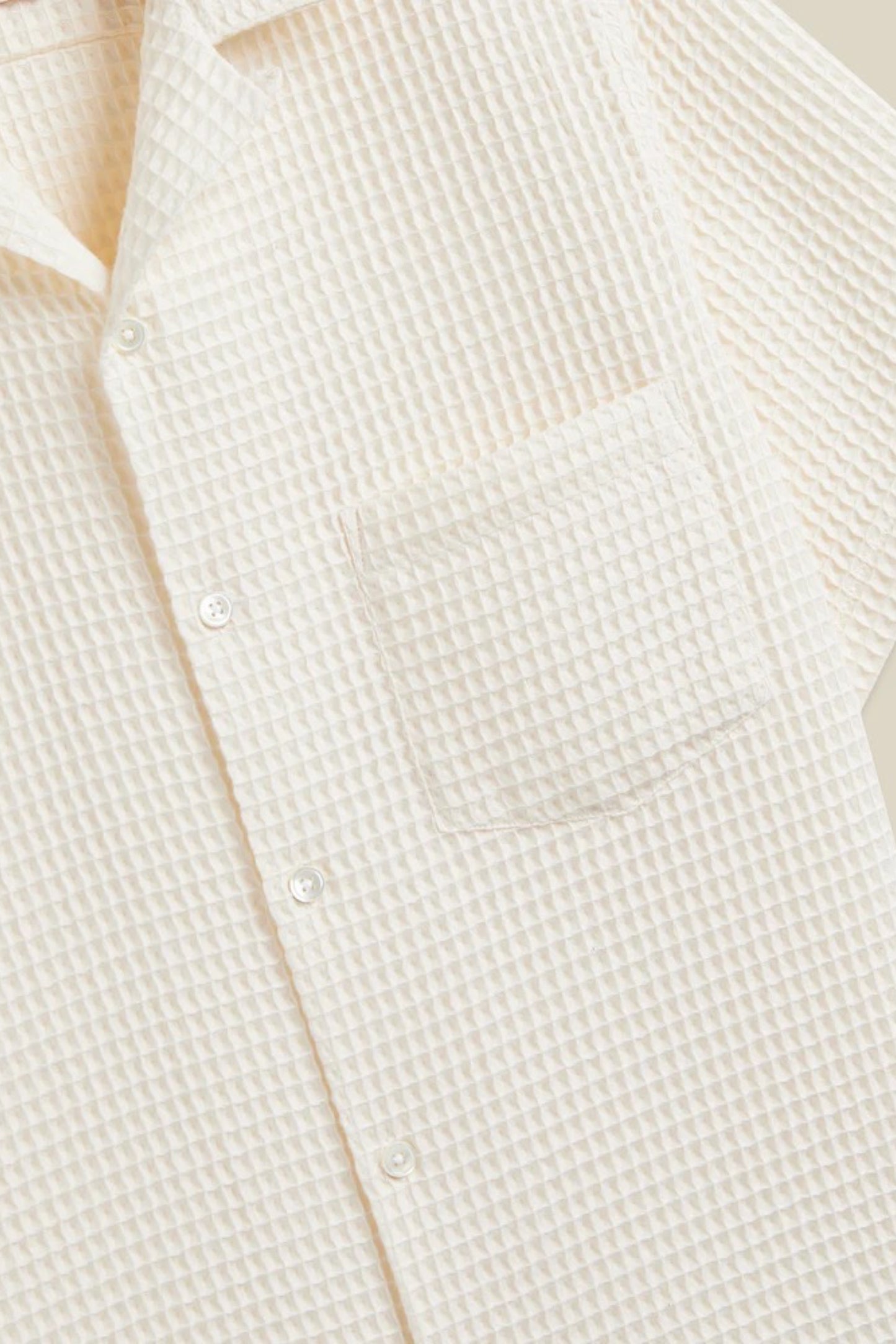 Portuguese Flannel Honey Comb Shirt White | Chemise Coton Nid d'Abeille | Edgar Bdx