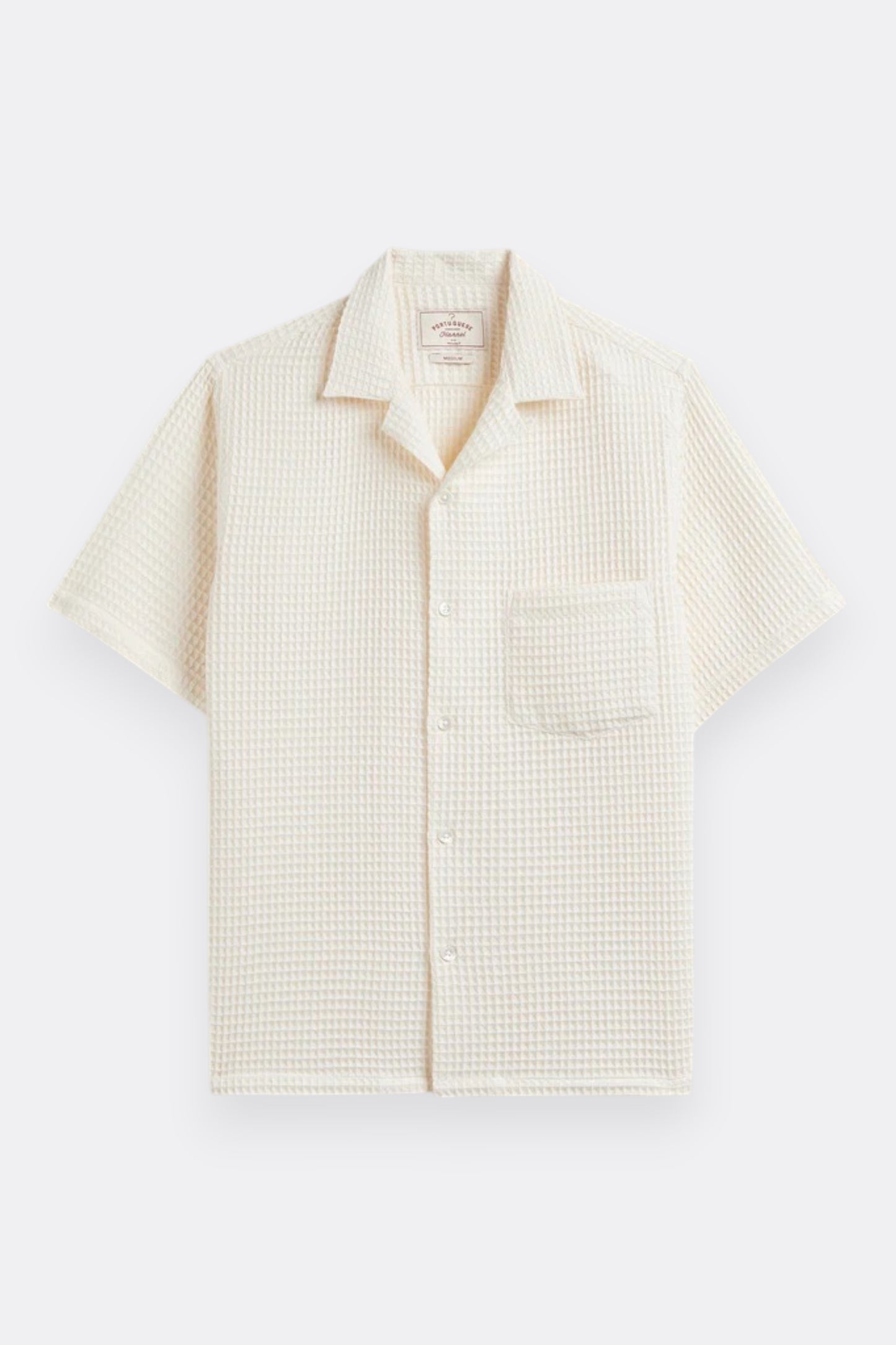 Portuguese Flannel Honey Comb Shirt White | Chemise Coton Nid d'Abeille | Edgar Bdx