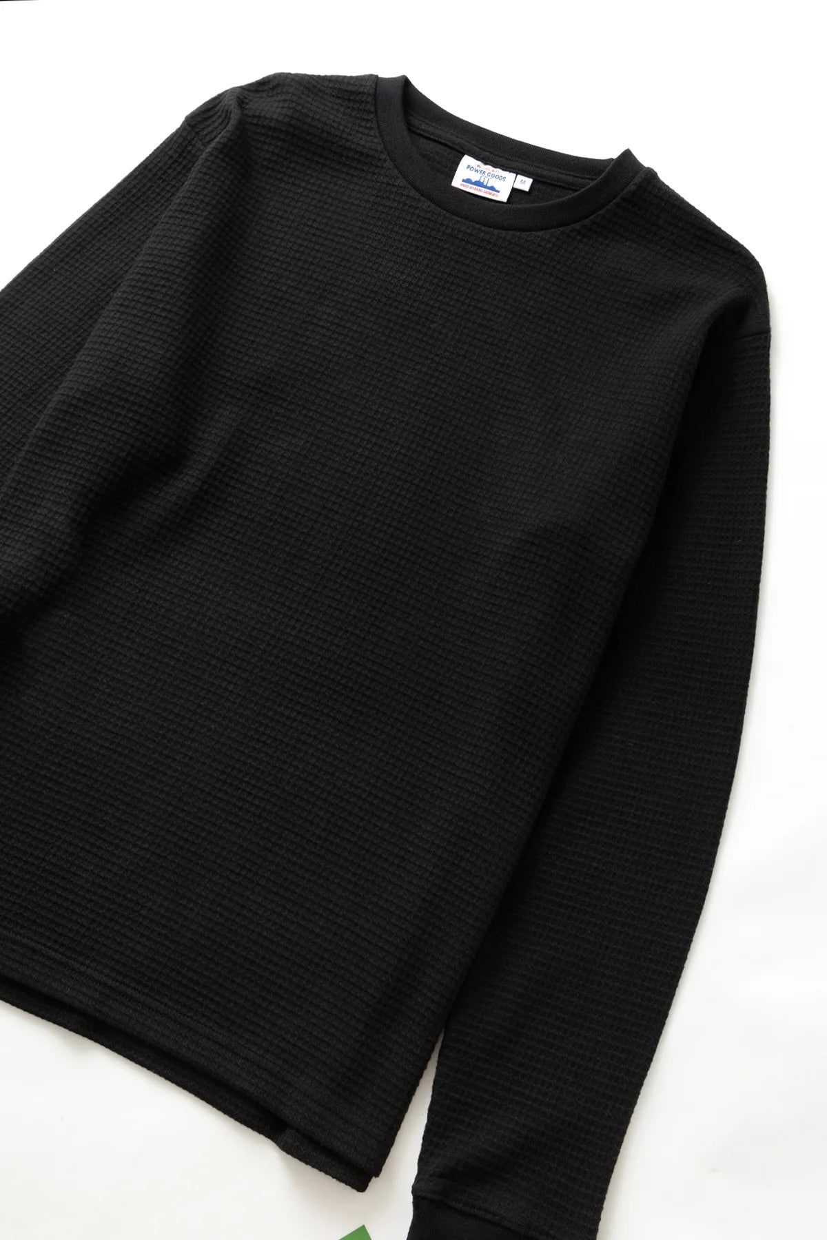 POWER GOODS Thermal Waffle Long Sleeve Tee Black | Edgar Bdx
