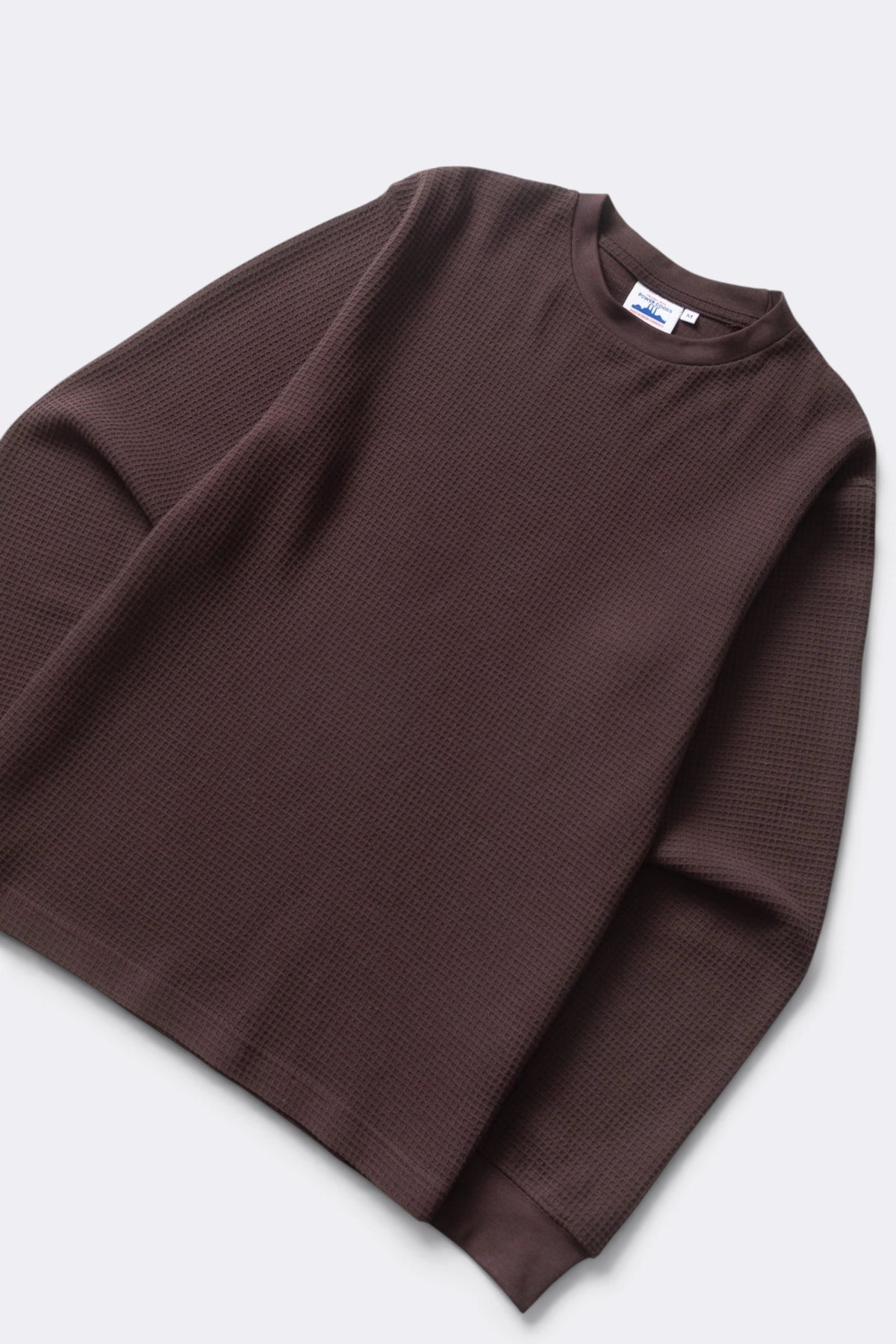 POWER GOODS Thermal Waffle Long Sleeve Tee Coffee | Edgar Bdx