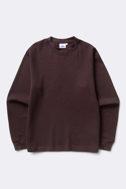 POWER GOODS Thermal Waffle Long Sleeve Tee Coffee | Edgar Bdx